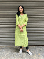 Lime Green Cotton Kurti