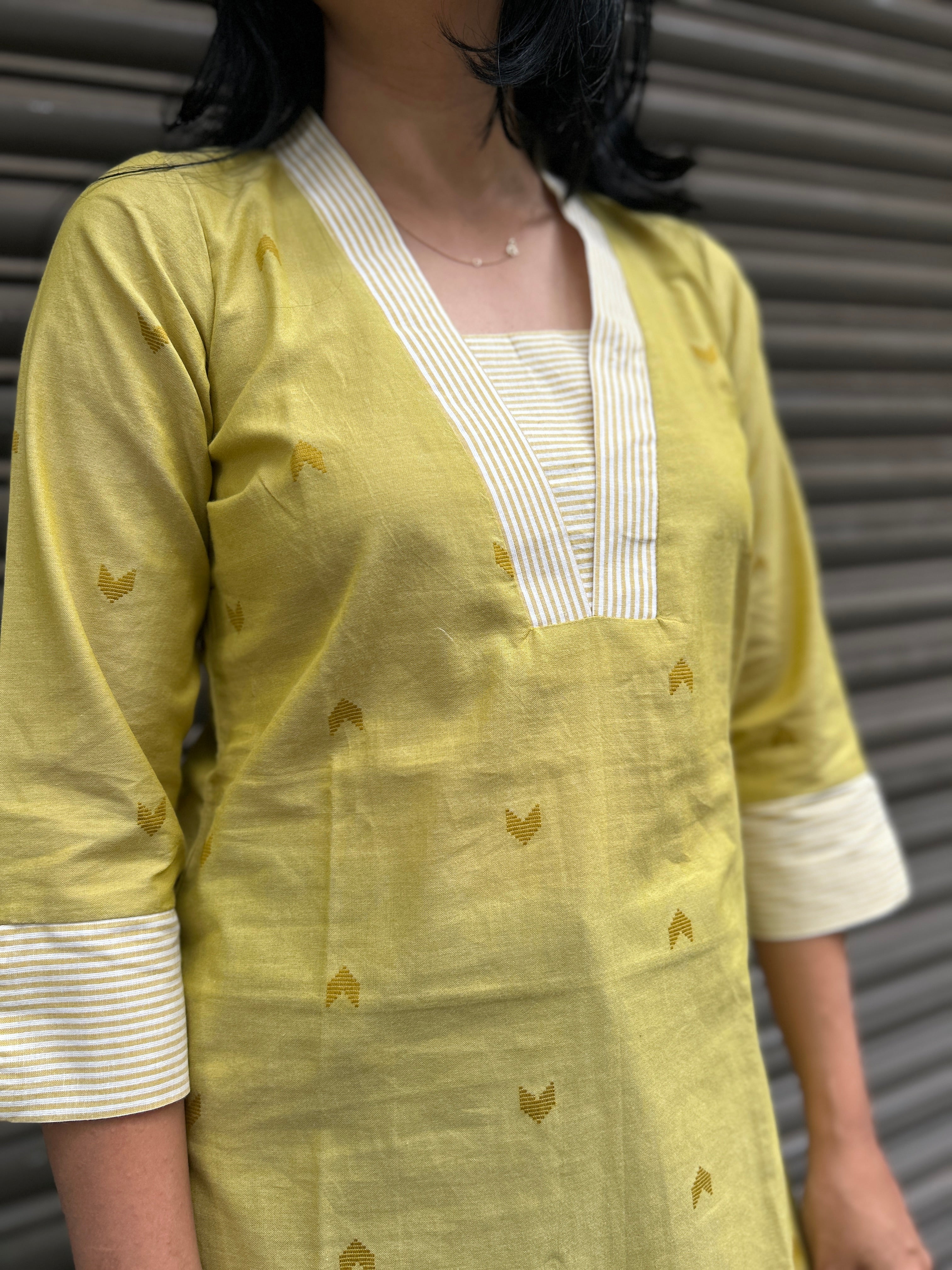 Mustard Yellow Cotton Kurti