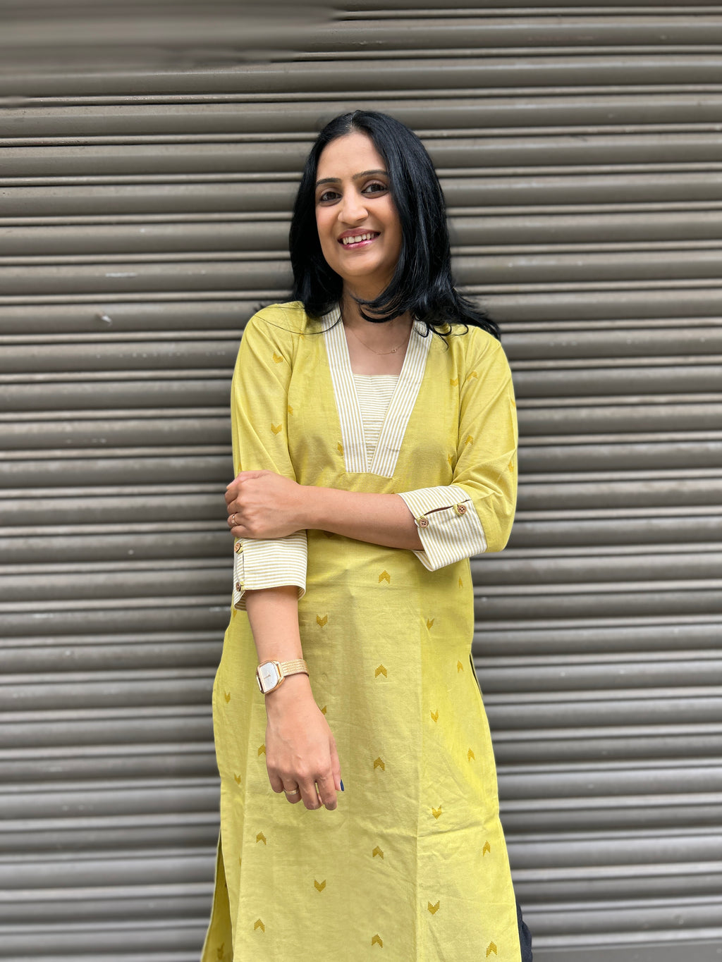 Mustard Yellow Cotton Kurti