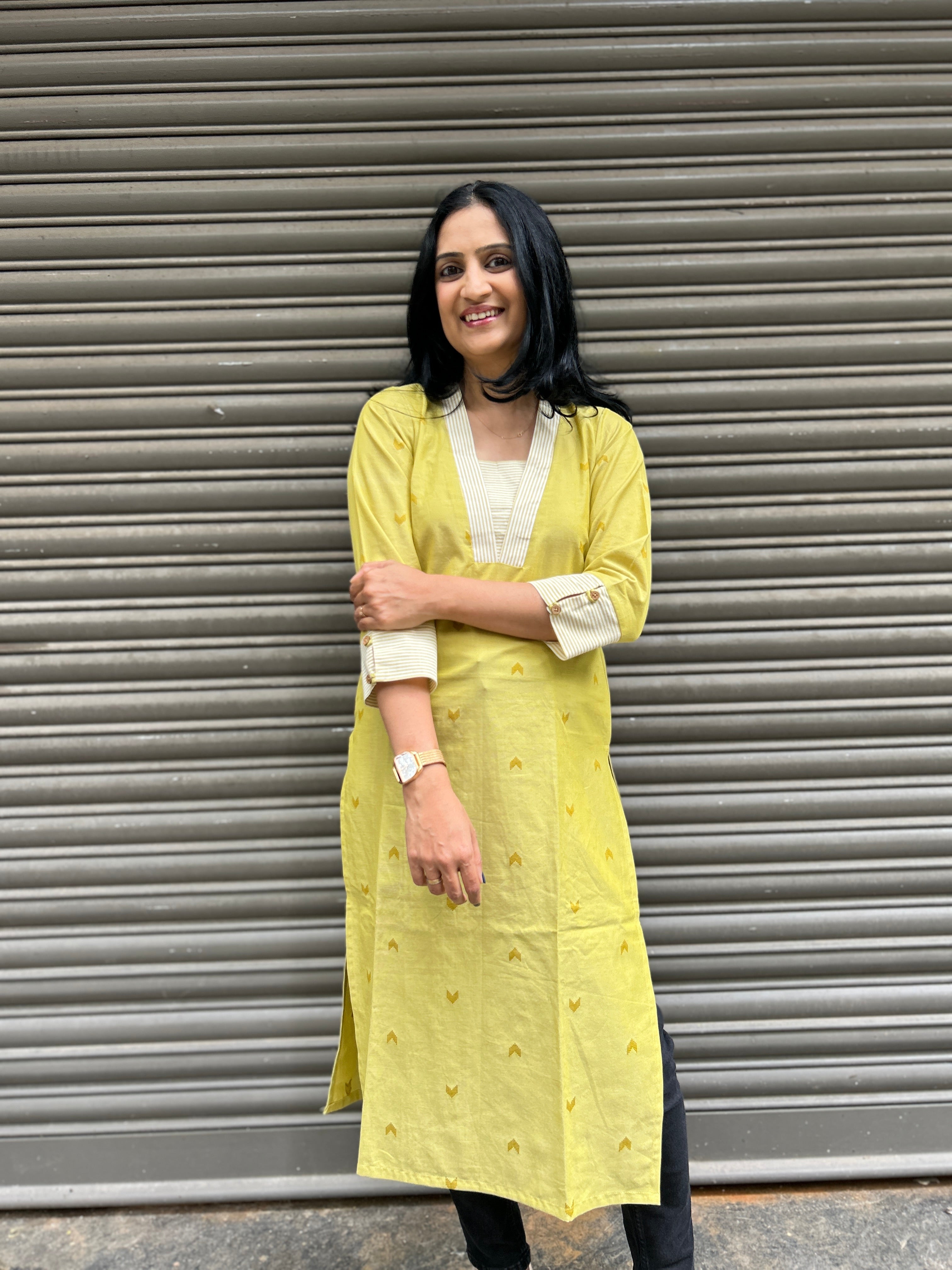 Mustard Yellow Cotton Kurti