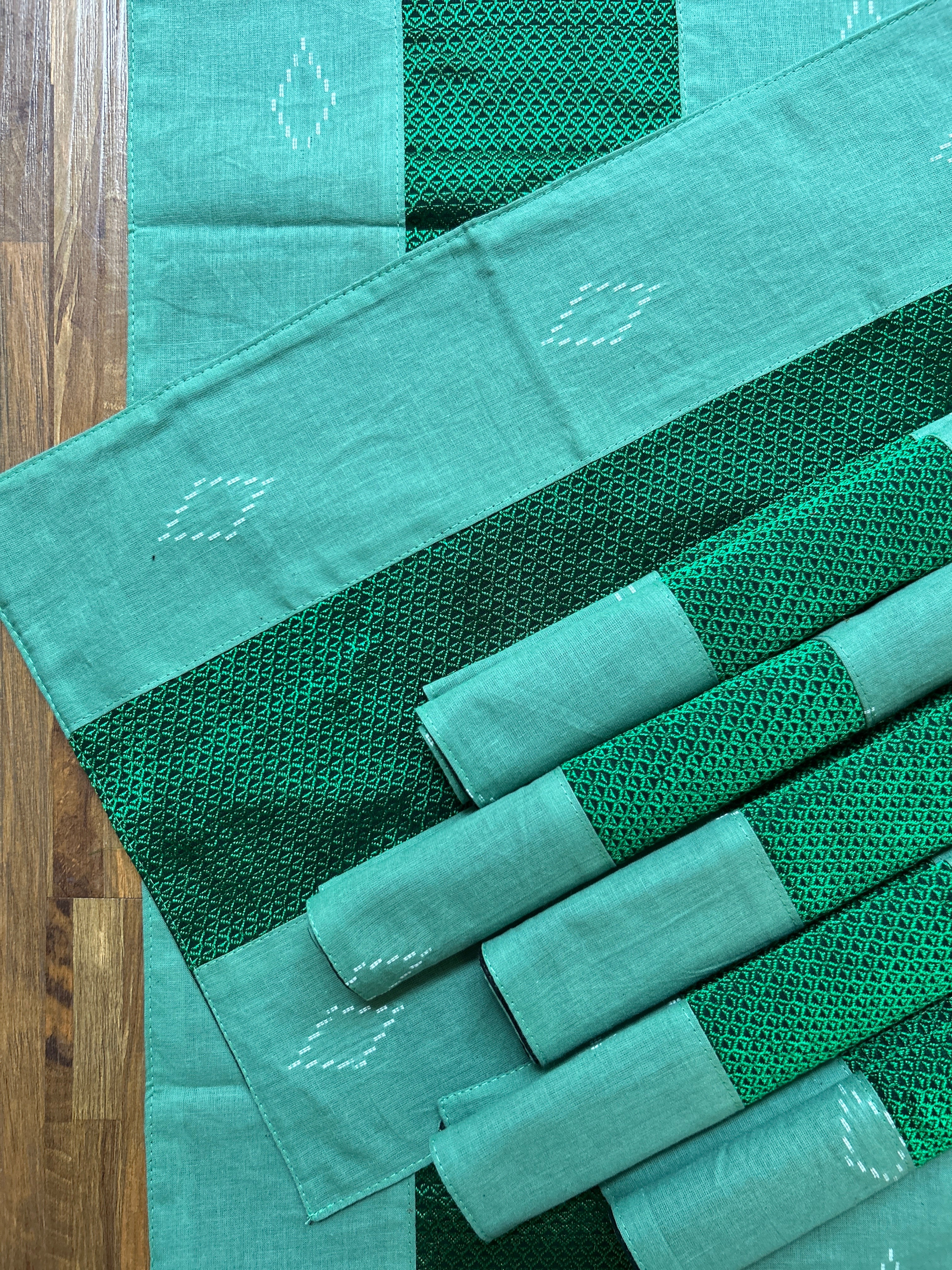 Table Mat & Table Runner Set - Light Green & Green Khun