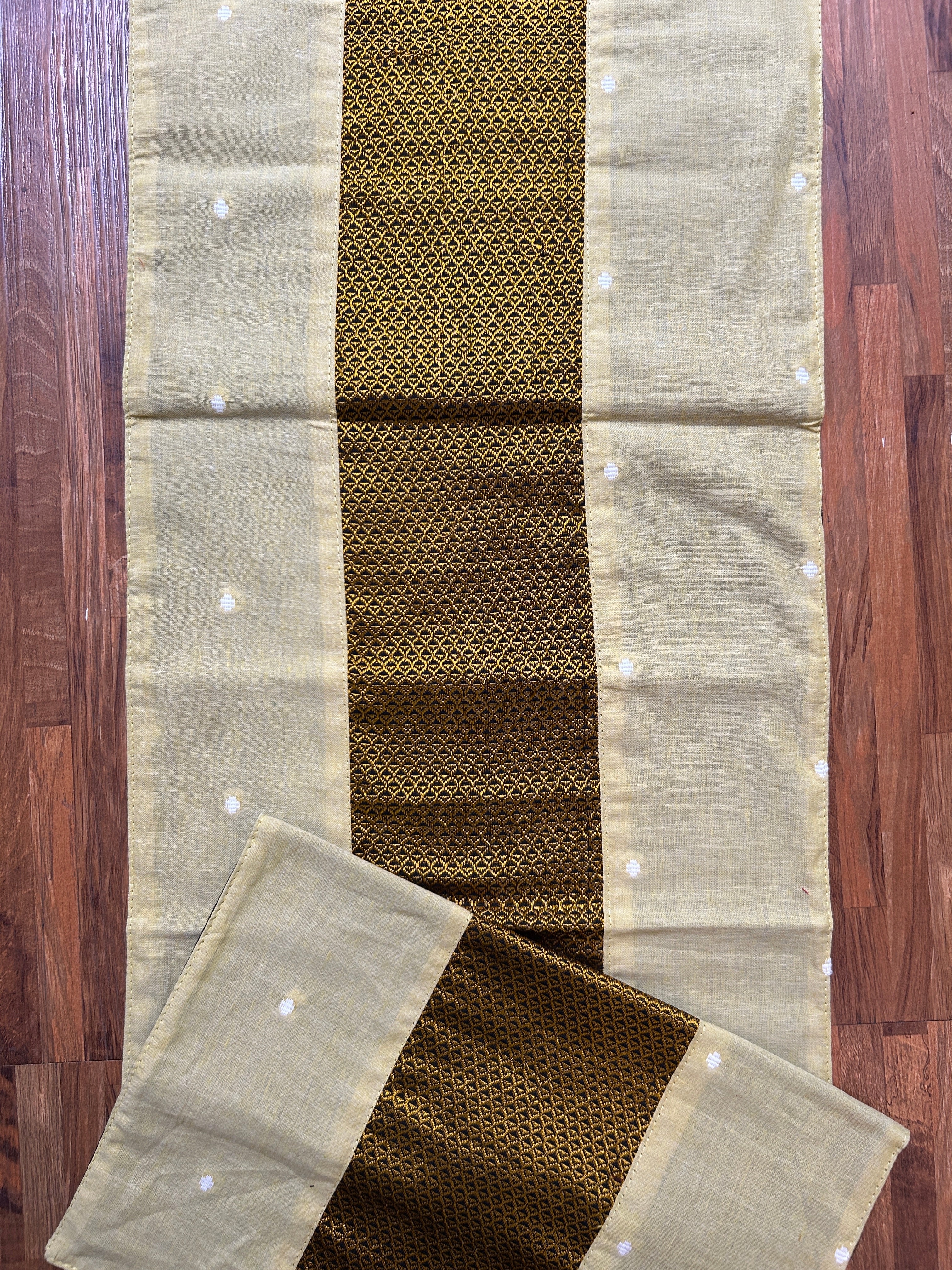 Table Mat & Table Runner Set - Cream & Yellow Khun