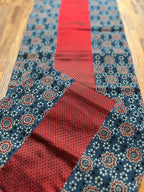 Table Mat & Table Runner Set -Maroon khun with Ajrakh Blue