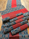 Table Mat & Table Runner Set -Maroon khun with Ajrakh Blue