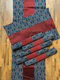 Table Mat & Table Runner Set -Maroon khun with Ajrakh Blue
