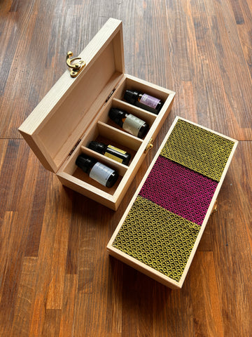 Wooden Box with Compartments - Yellow + Pink Khun