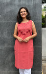 Woman's Semi Festive Cotton Kurti - Pink