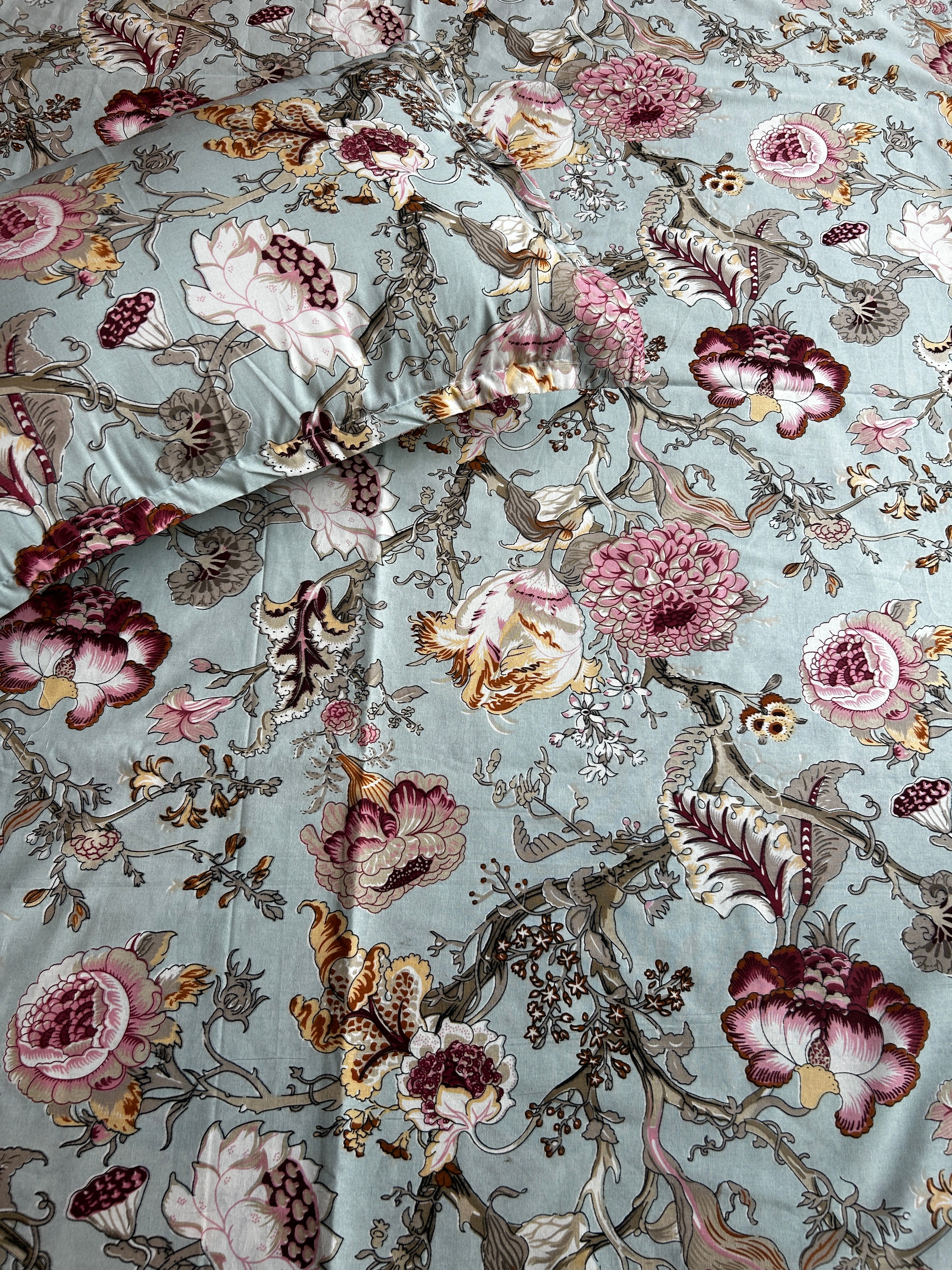 Floral Double Bedsheet - Green