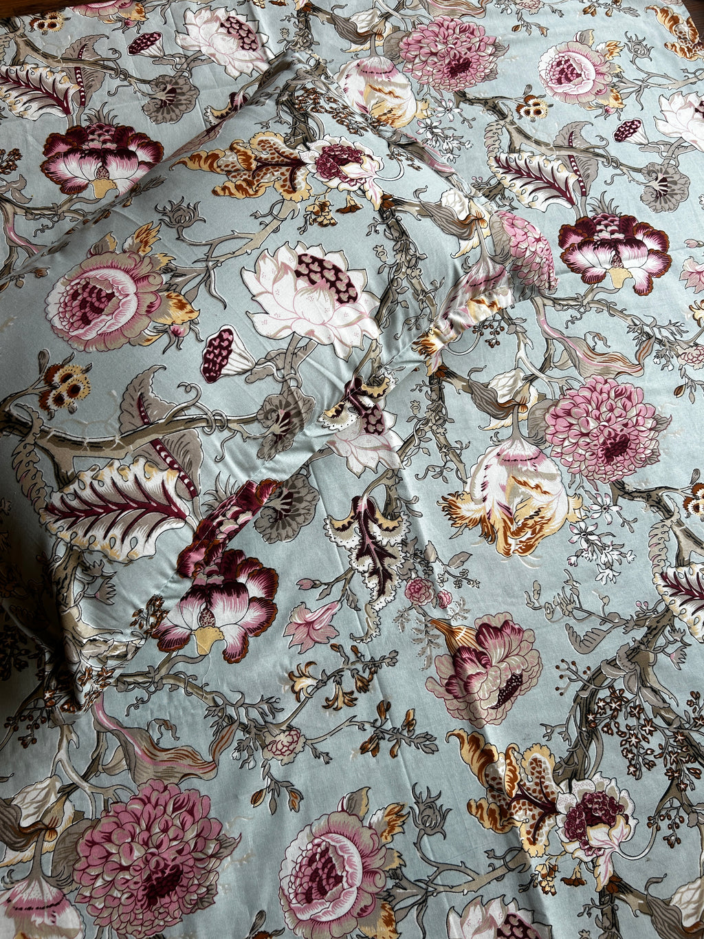 Floral Double Bedsheet - Teal