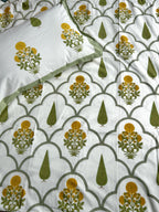 Baagh Superking Bedsheet - Yellow & Green Butti