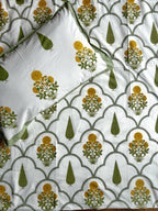 Baagh Superking Bedsheet - Yellow & Green Butti