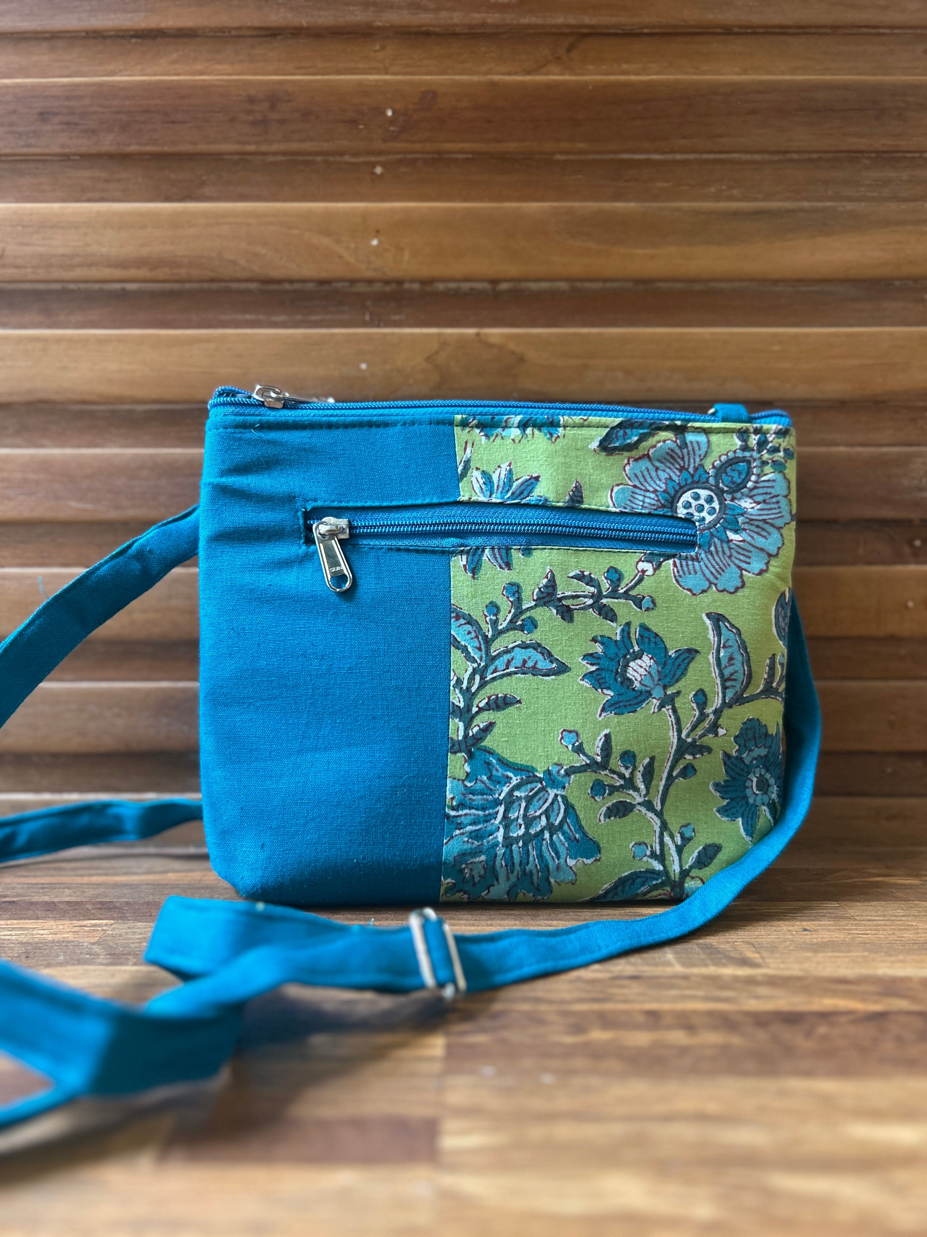 Cotton Bag - Small - Blue & Green