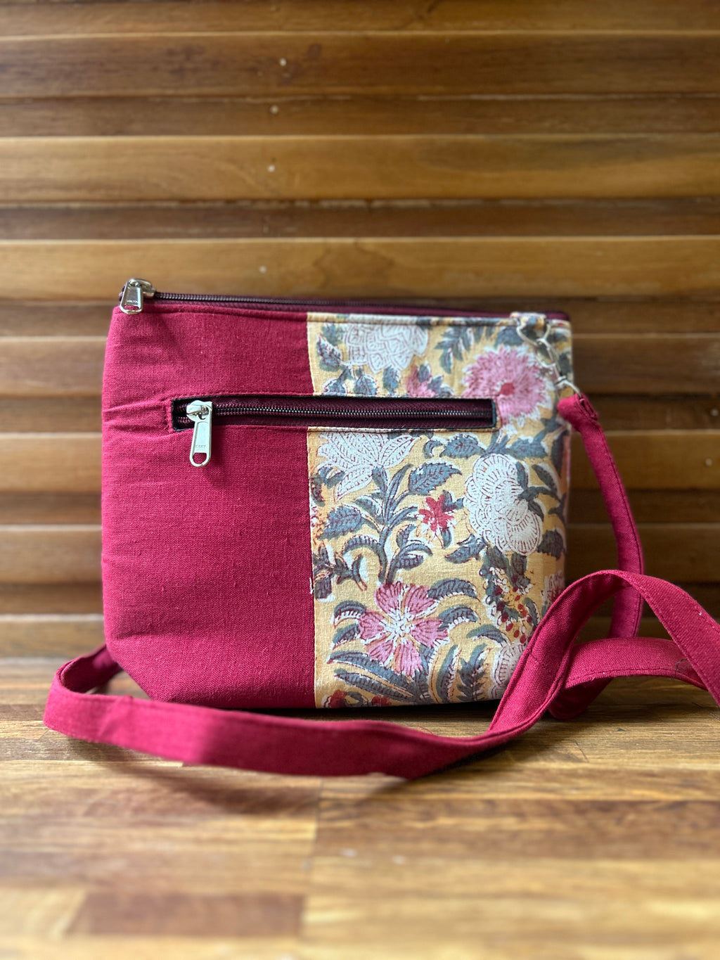 Cotton Bag - Small - Maroon & Yellow