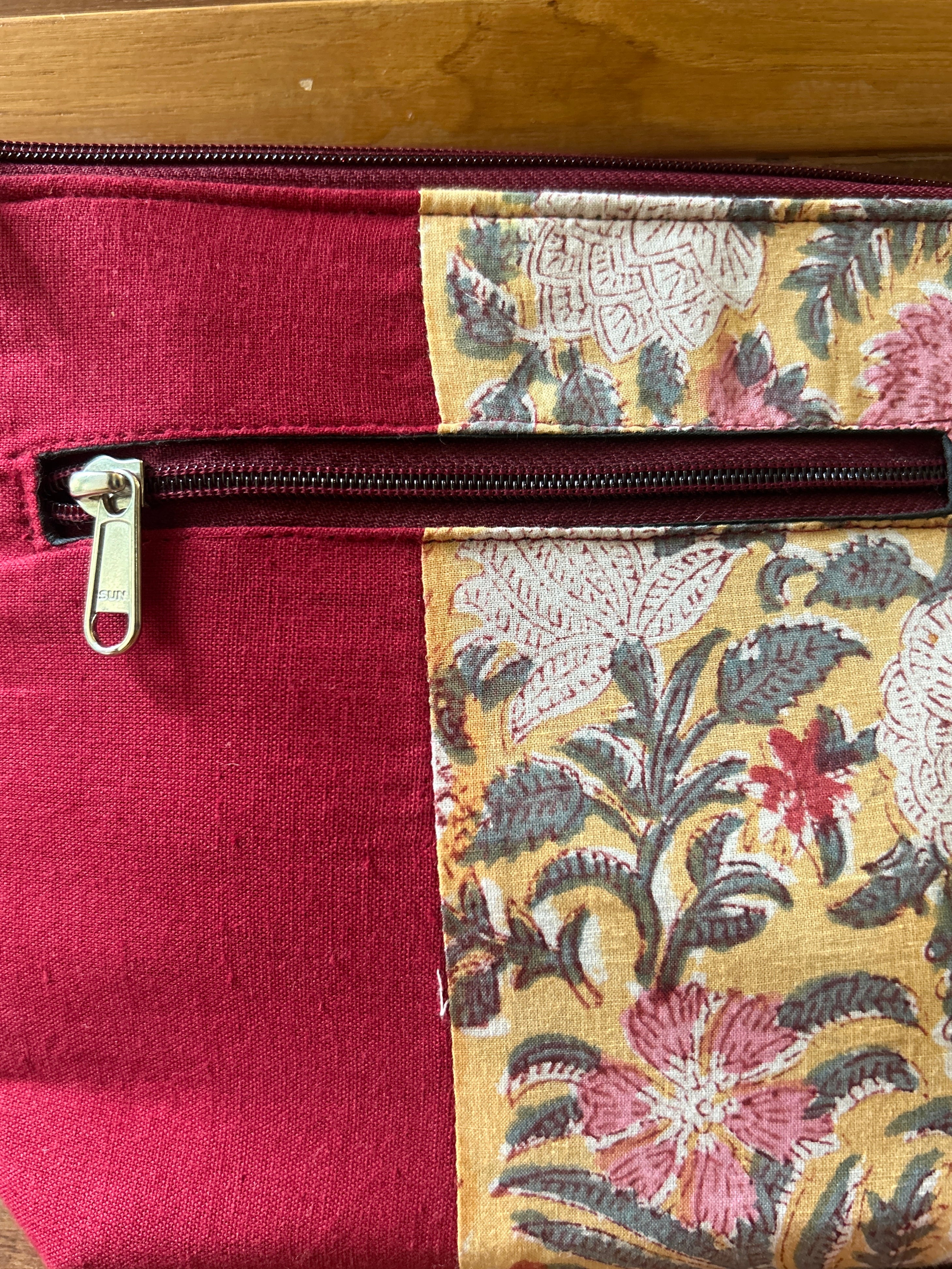 Cotton Bag - Small - Maroon & Yellow