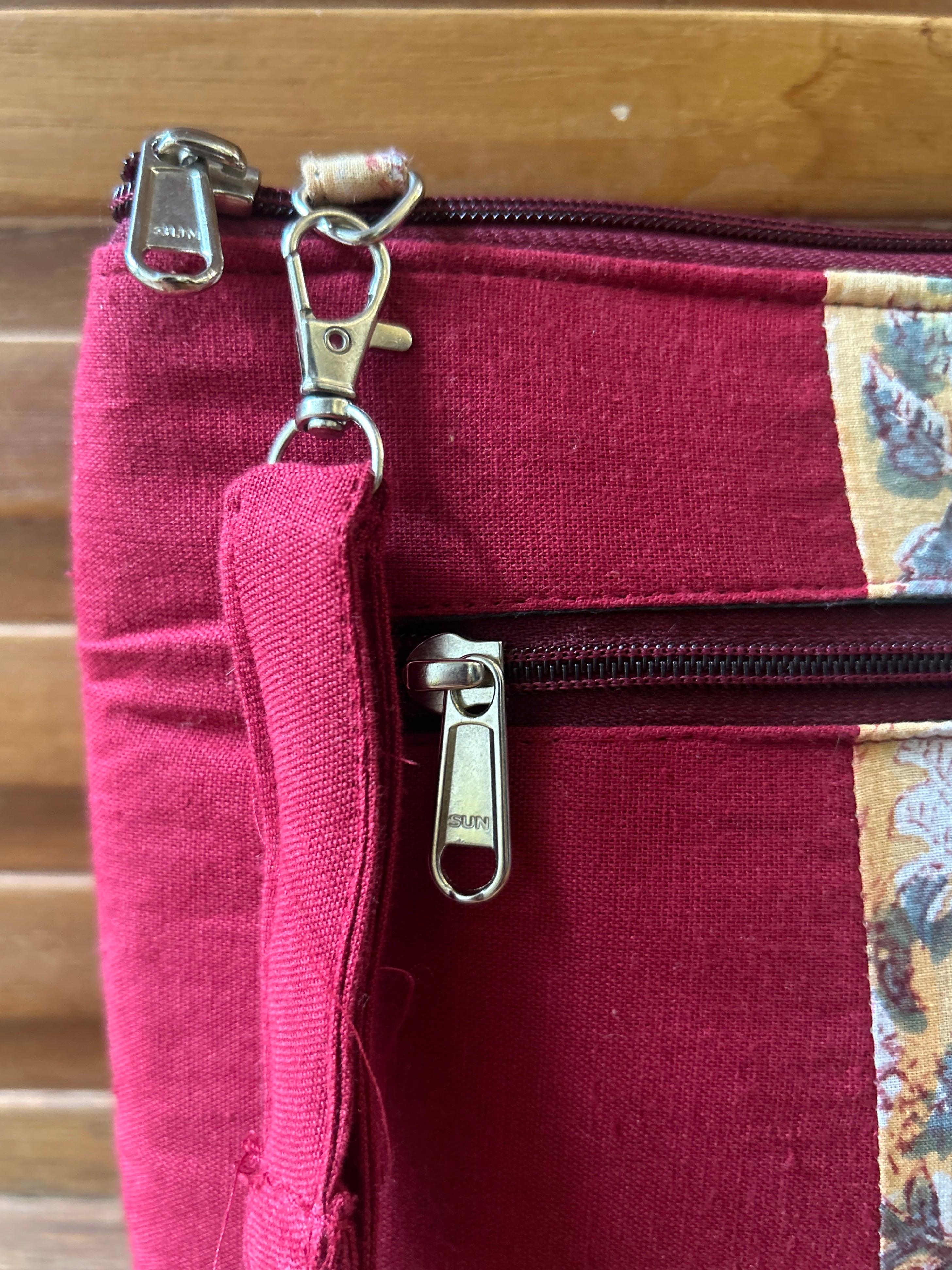 Cotton Bag - Small - Maroon & Yellow