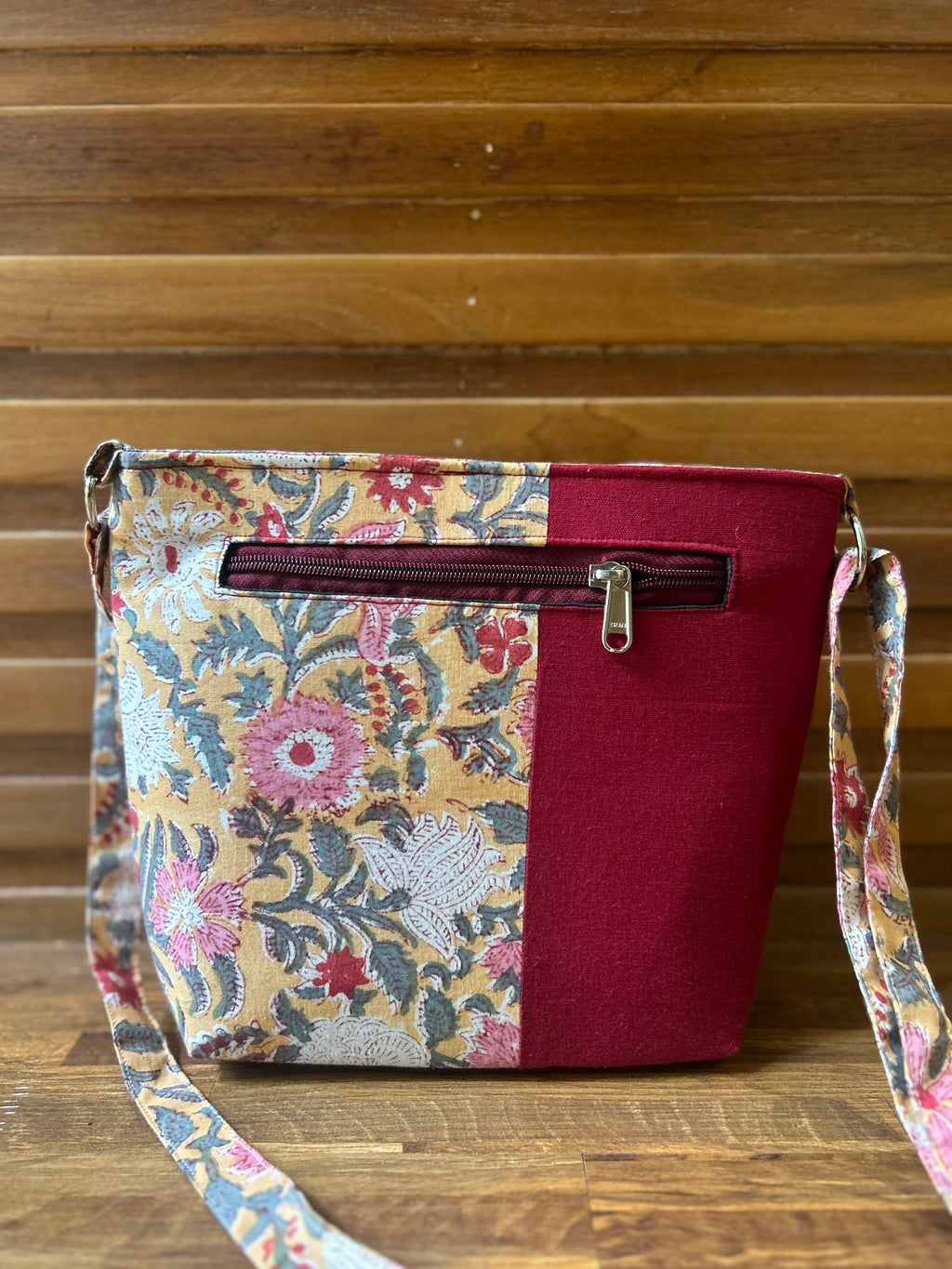 Cotton Bag - Medium - Yellow & Maroon