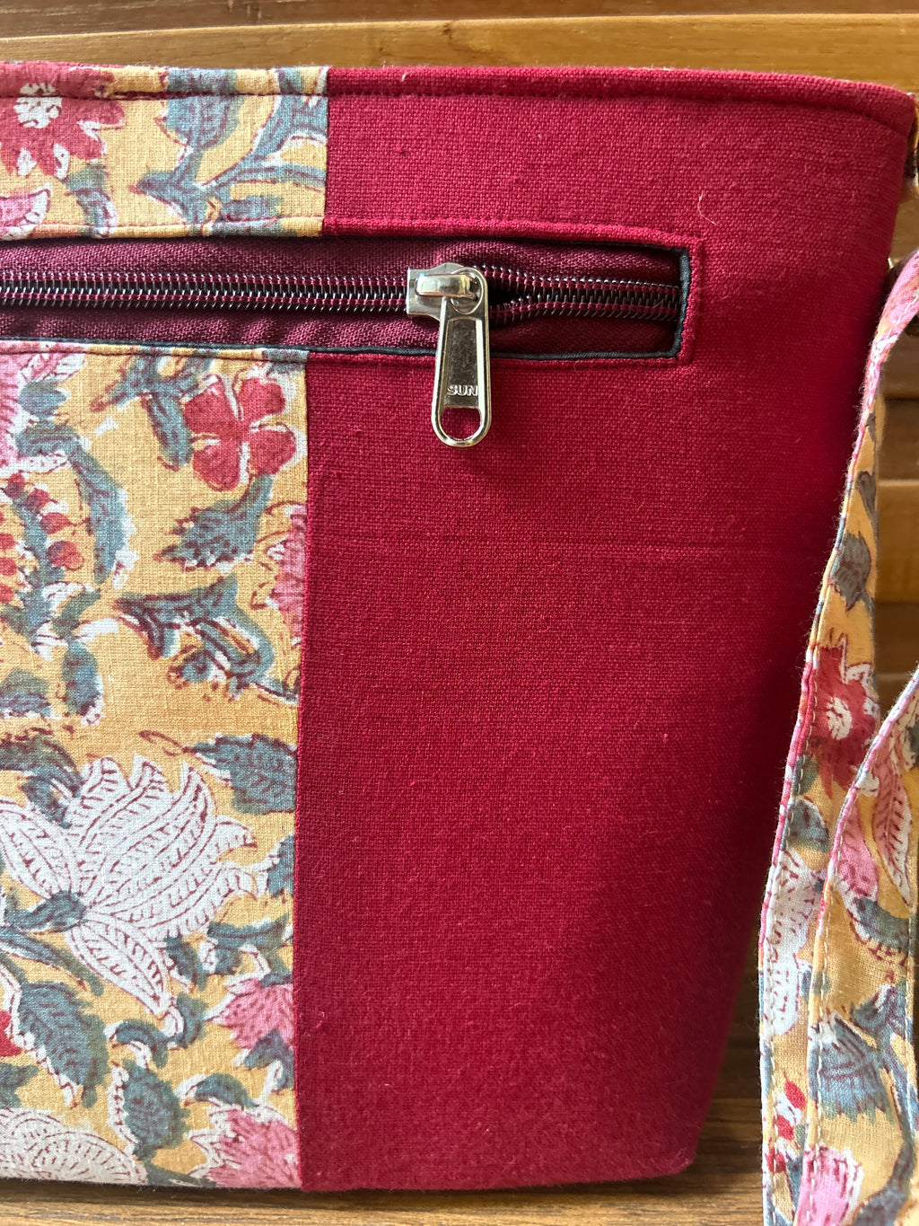Cotton Bag - Medium - Yellow & Maroon