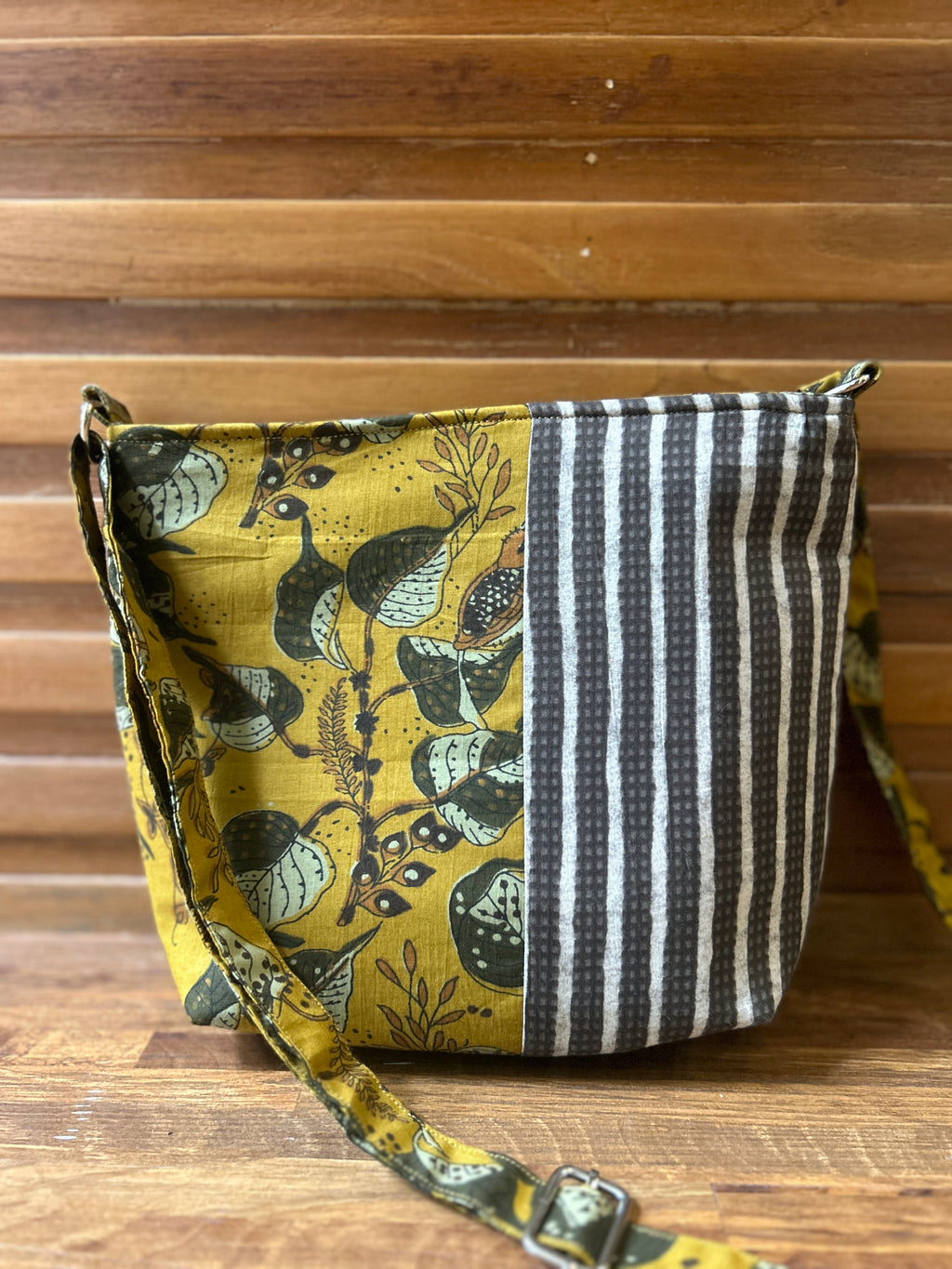 Cotton Bag - Medium - Yellow & Grey