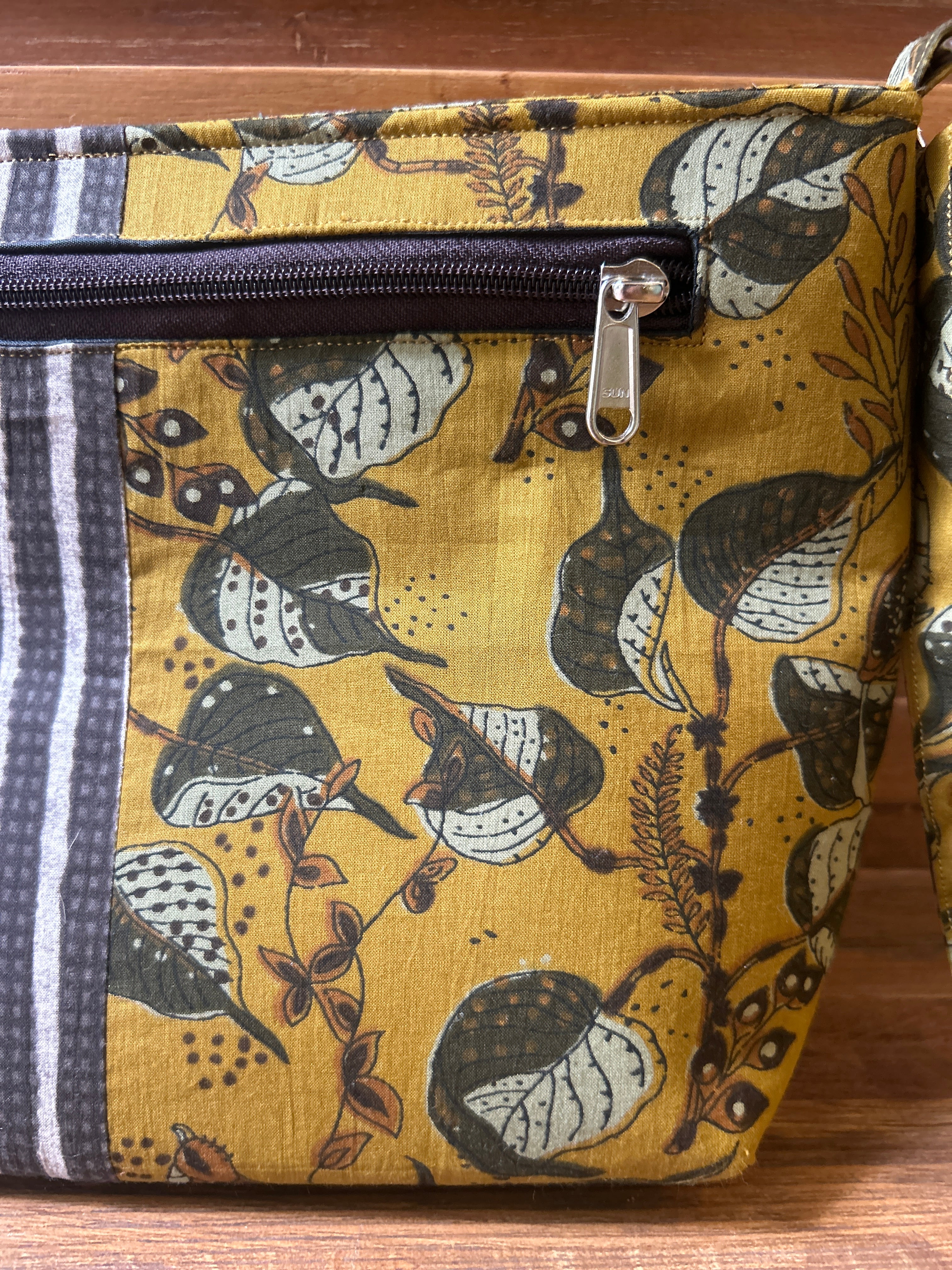 Cotton Bag - Medium - Yellow & Grey
