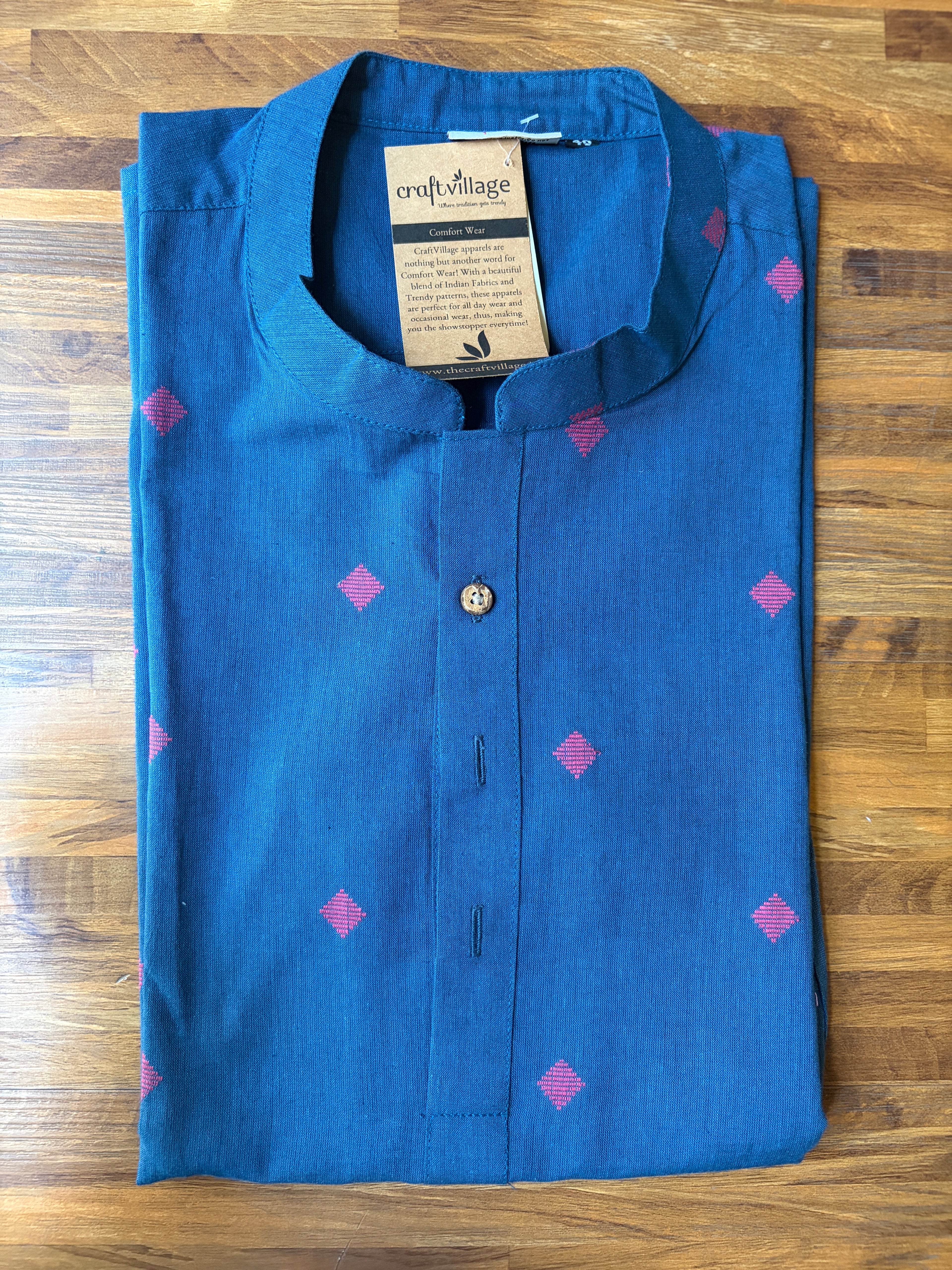 Men's Short Kurta - Blue