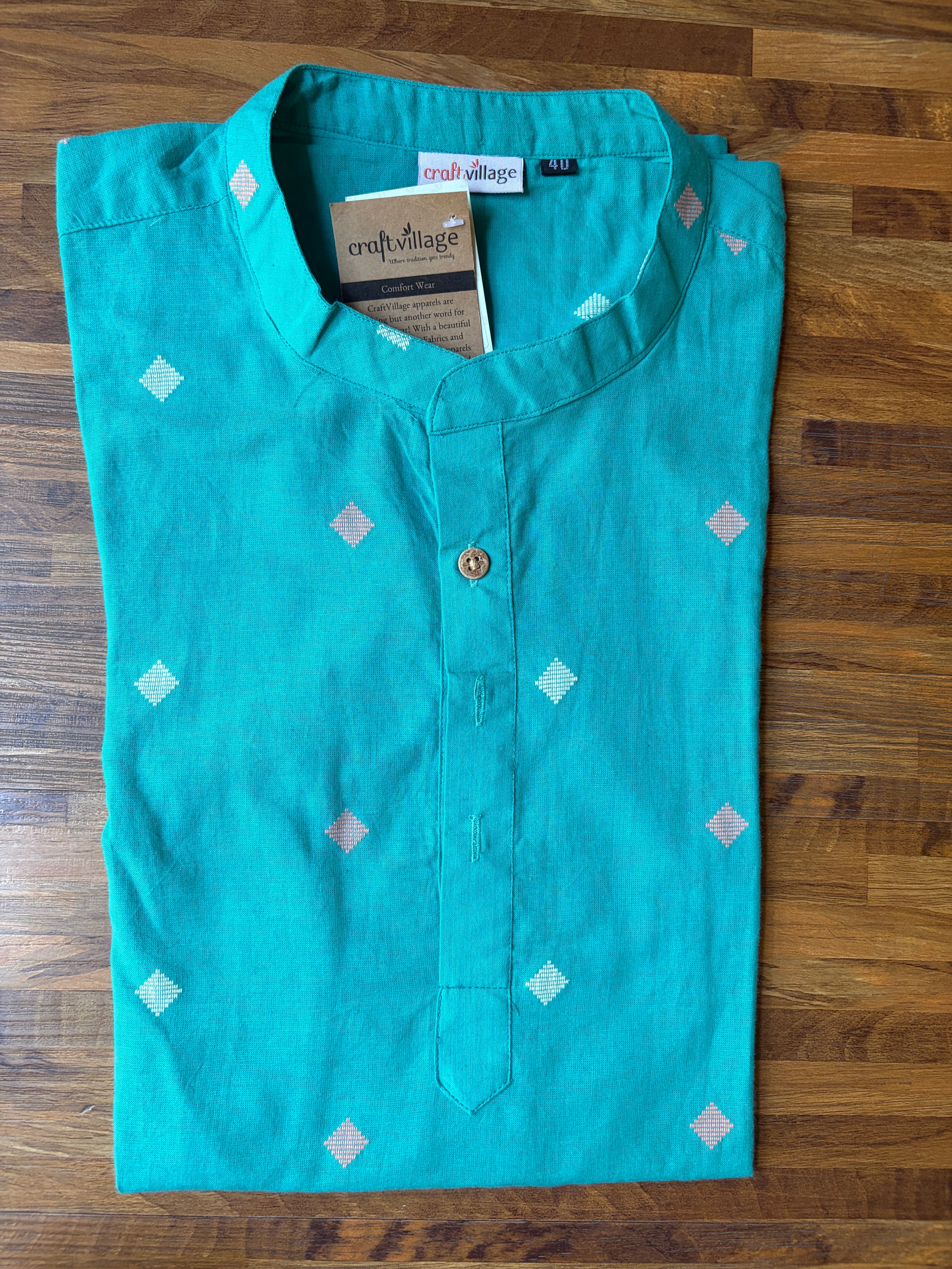 Men's Short Kurta - Teal