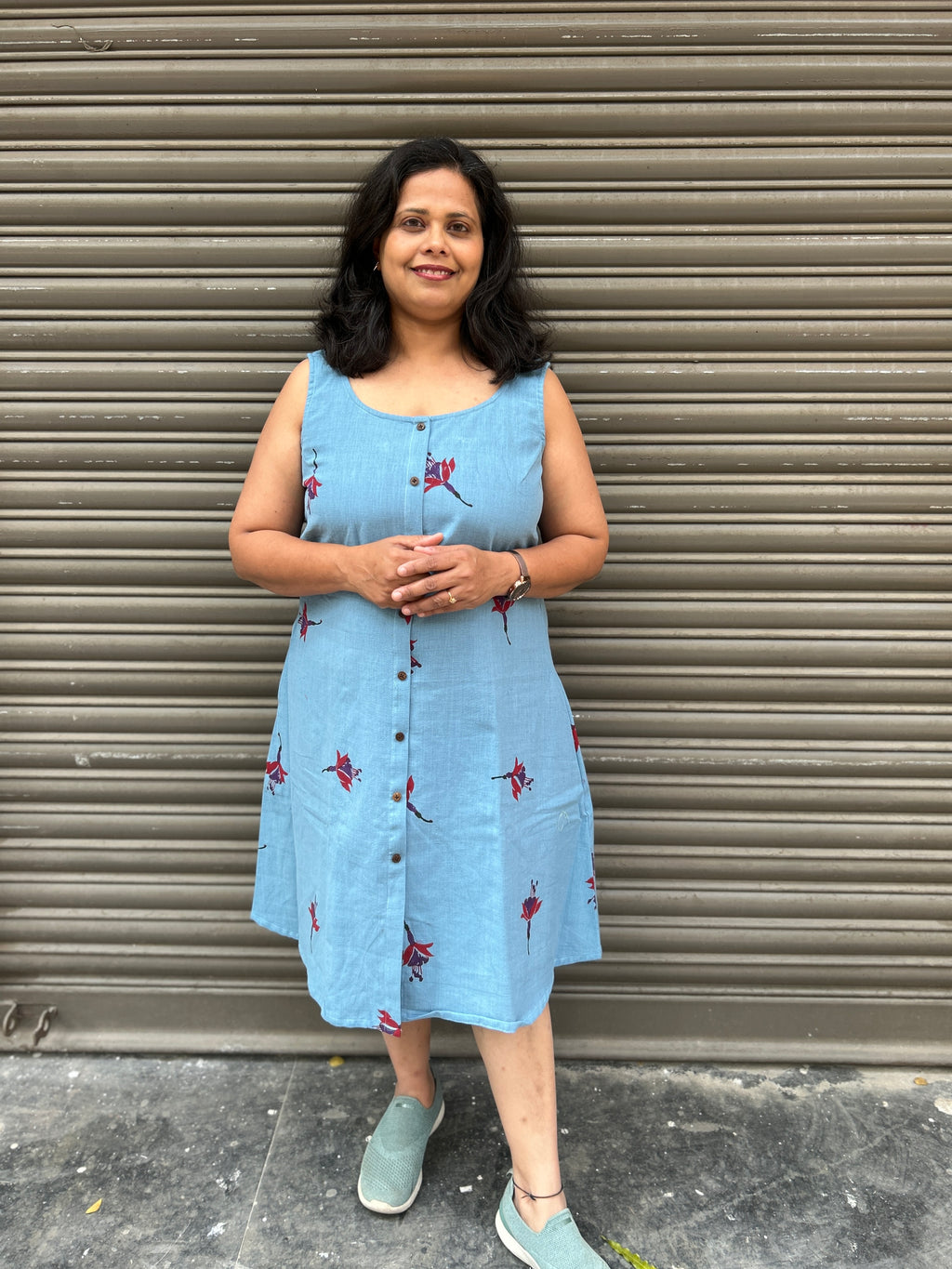 BAHAAR - Organic Cotton Woman's Dress - Blue