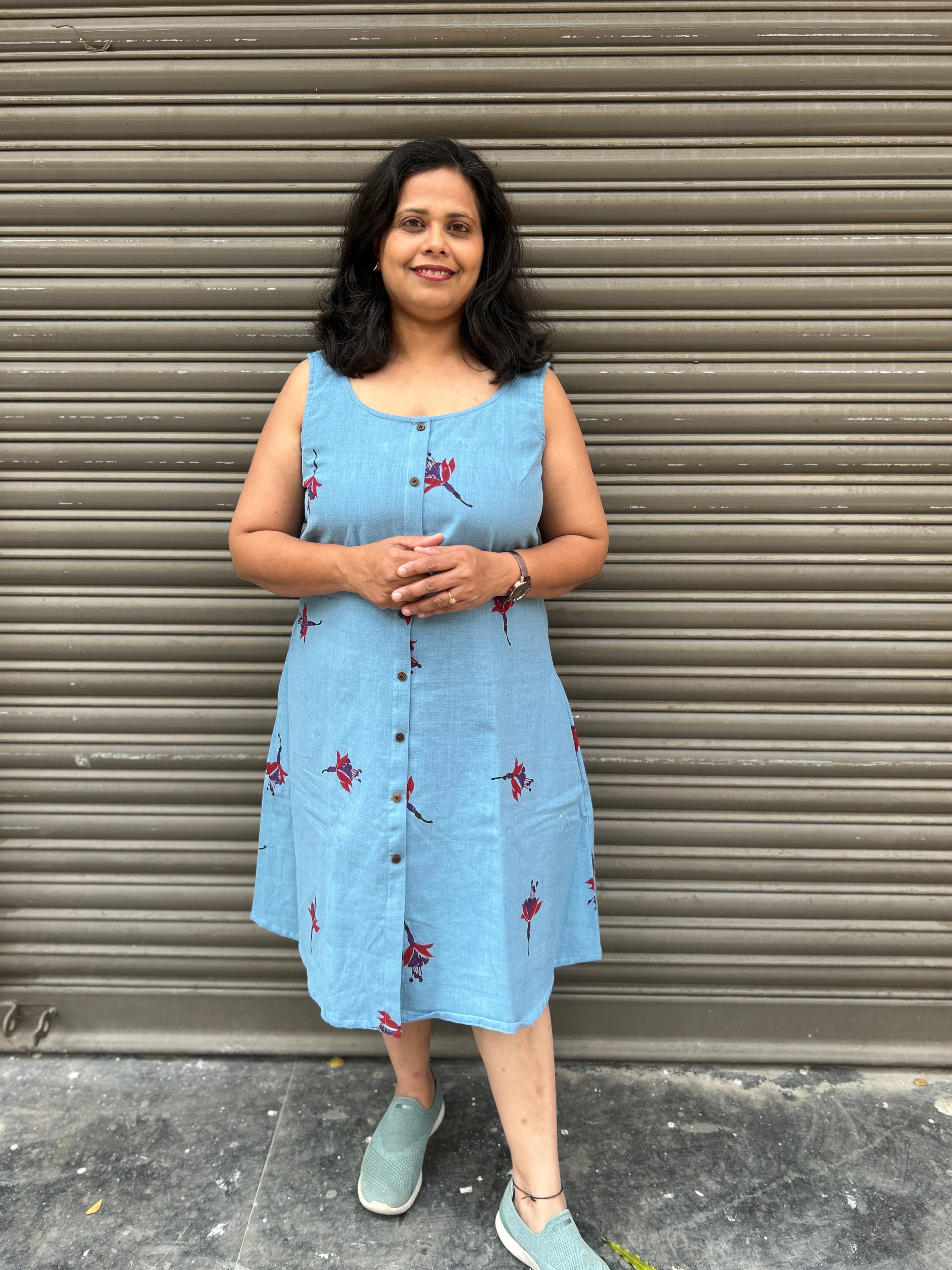 BAHAAR - Organic Cotton Woman's Dress - Blue