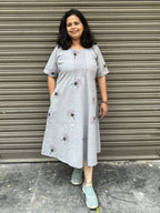 BAHAAR - Organic Cotton Woman's Dress - Grey