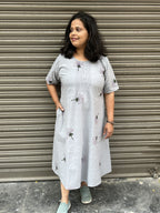 BAHAAR - Organic Cotton Woman's Dress - Grey