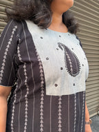 Woman's Semi Festive Cotton Kurti - Black