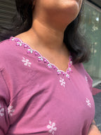 Woman's Semi Festive Cotton Kurti - Pink