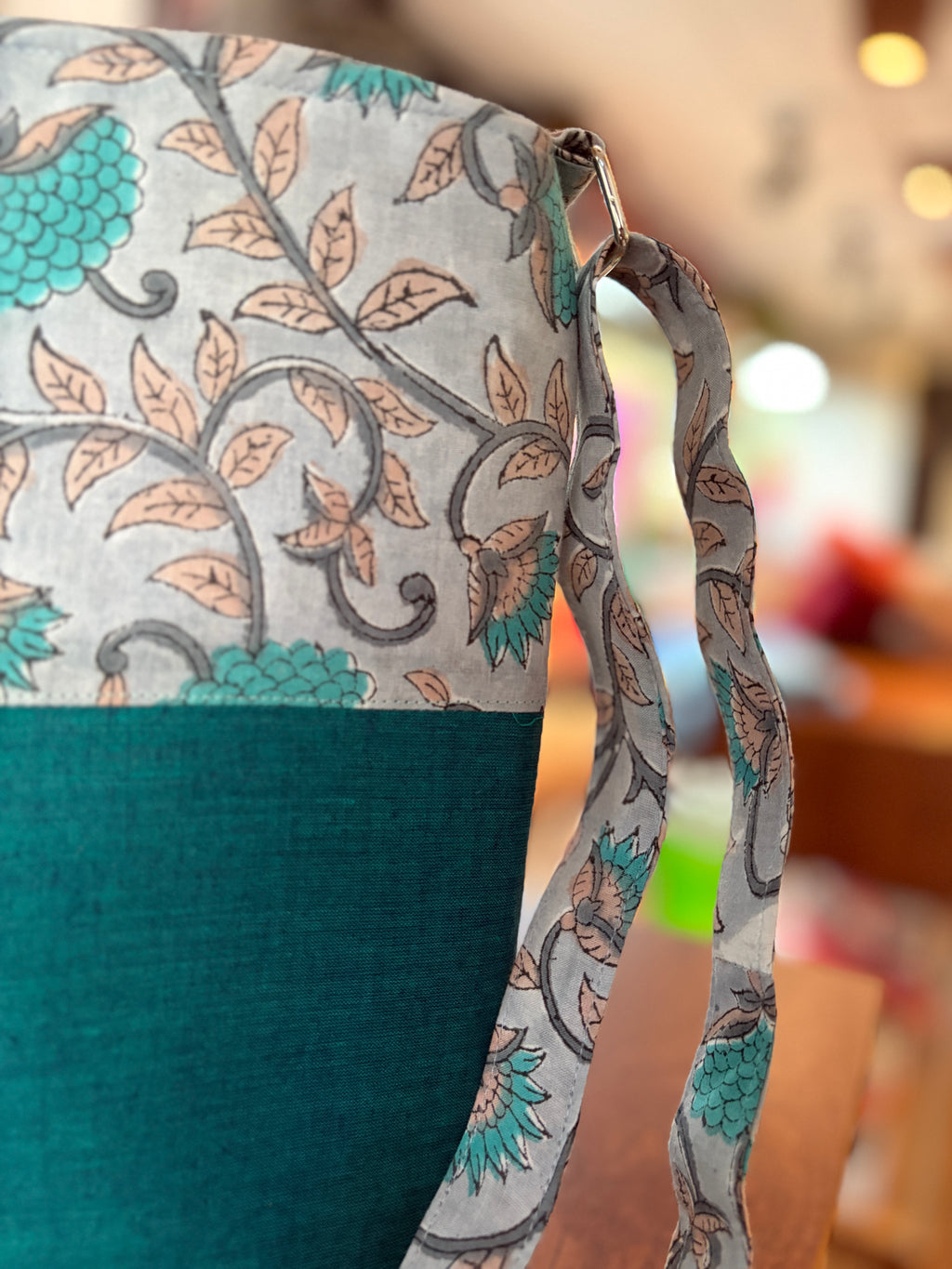 Cotton Basket Sling - Teal & Grey