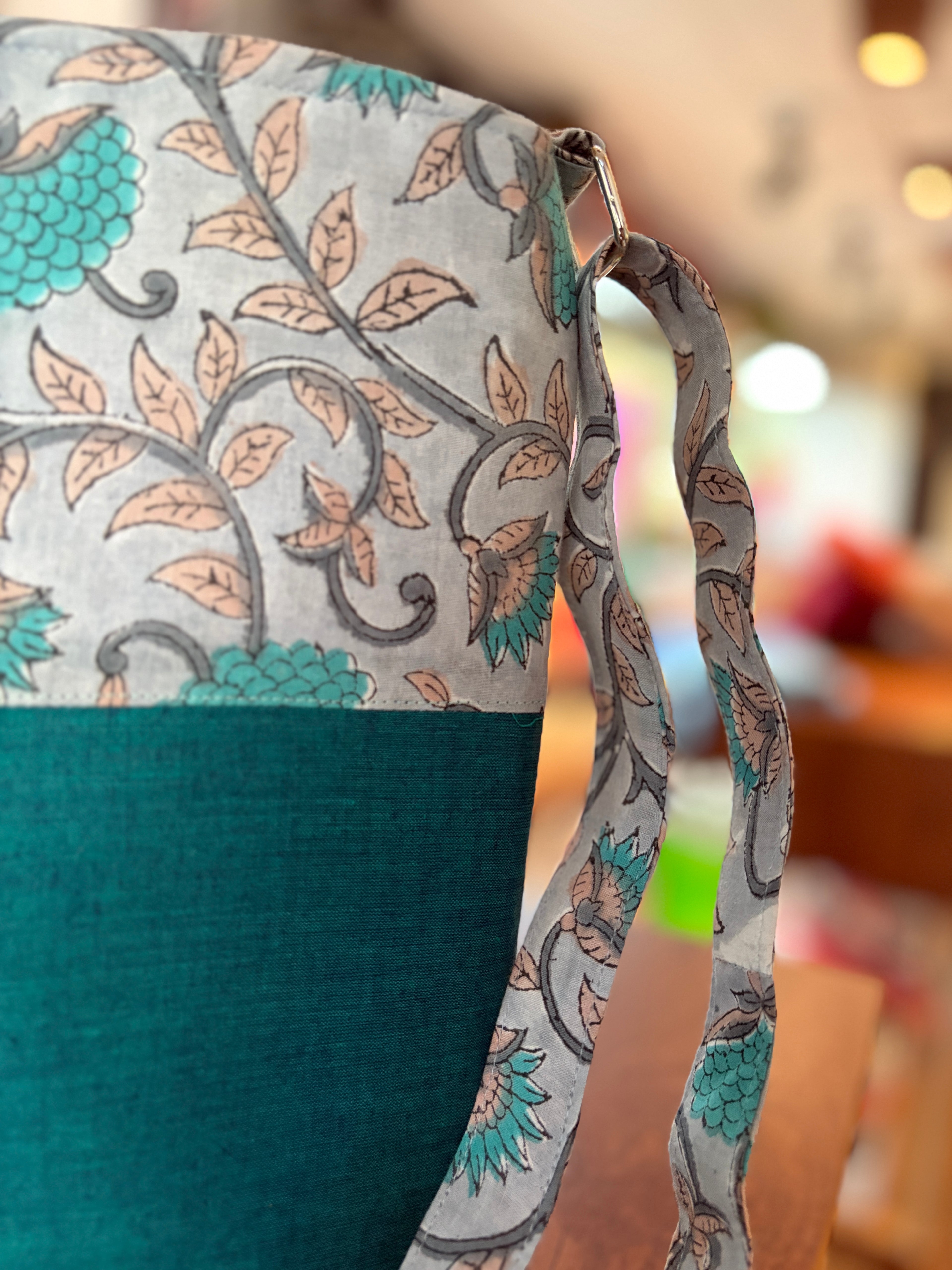 Cotton Basket Sling - Teal & Grey