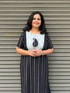 Woman's Semi Festive Cotton Kurti - Black