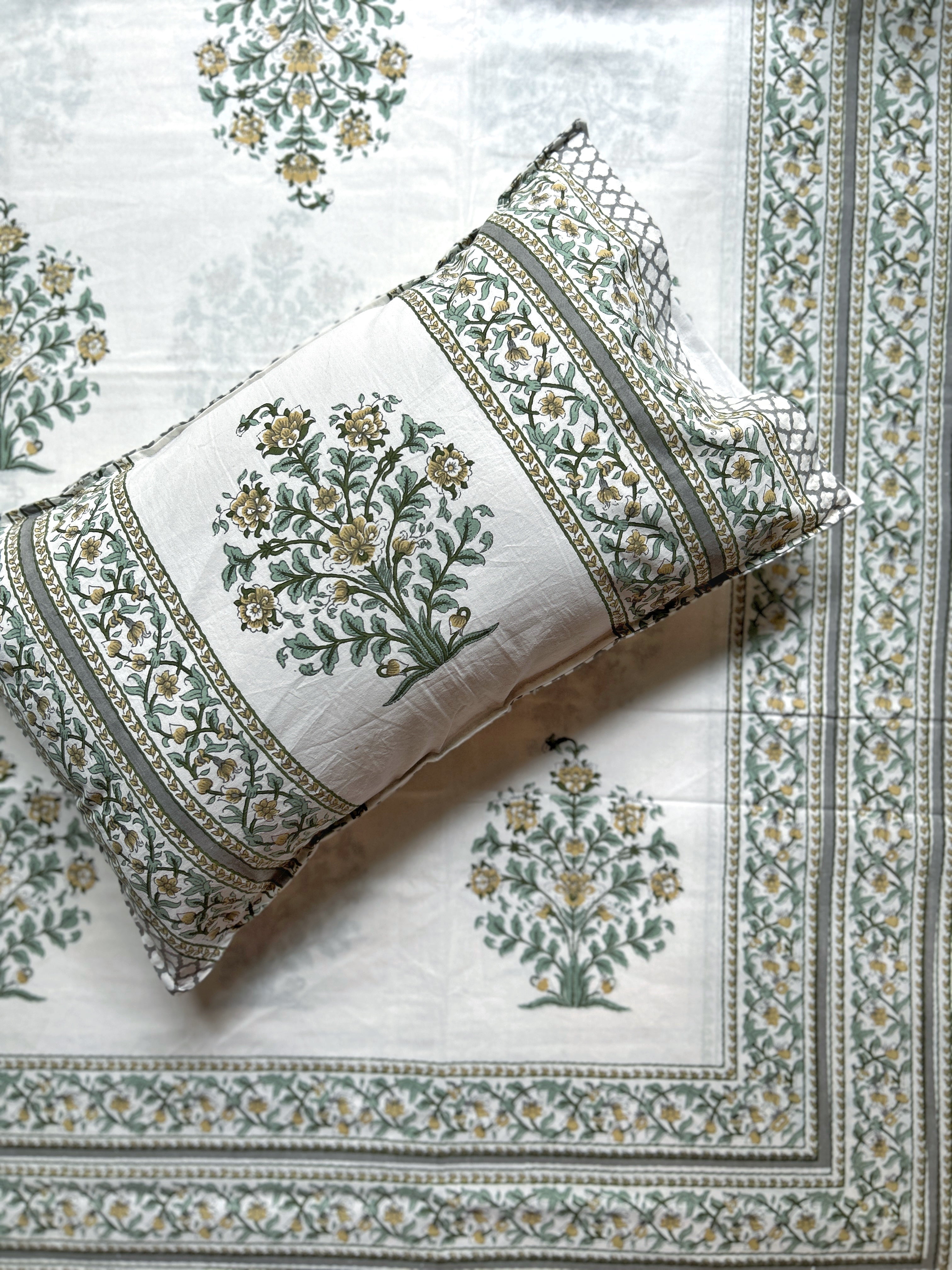 Baagh Double Bedsheet - Green