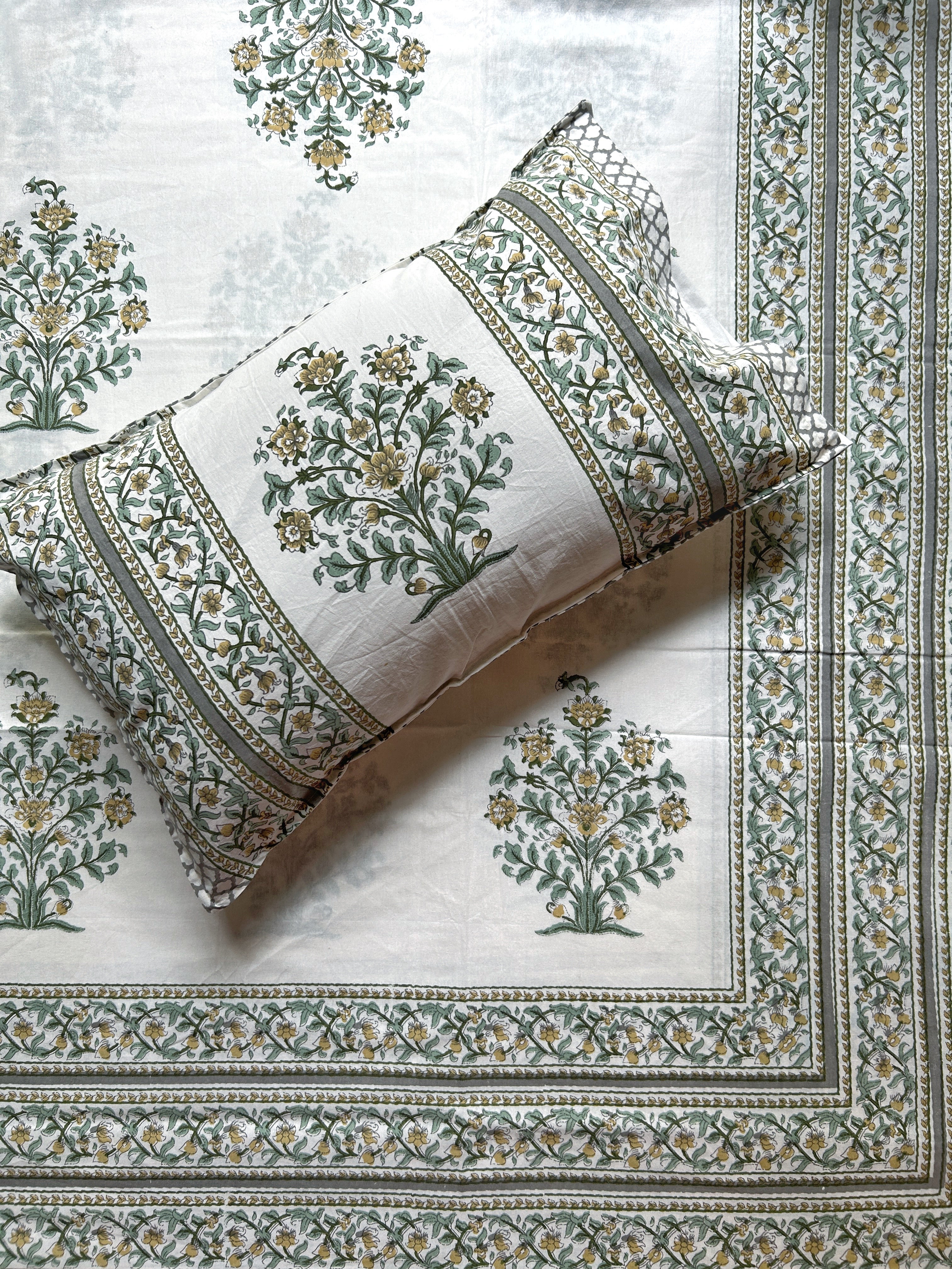 Baagh Double Bedsheet - Green
