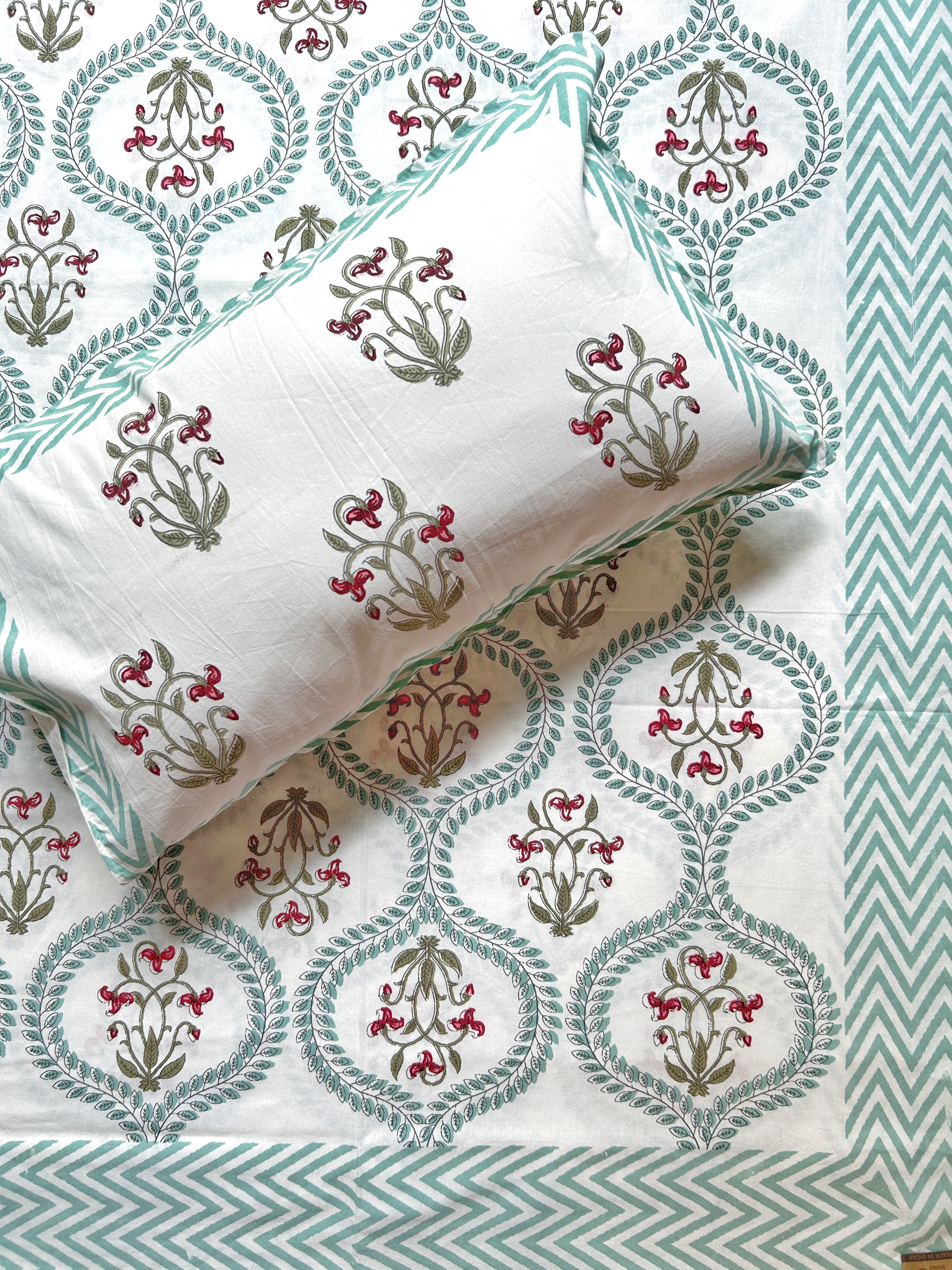 Baagh Double Bedsheet - Green