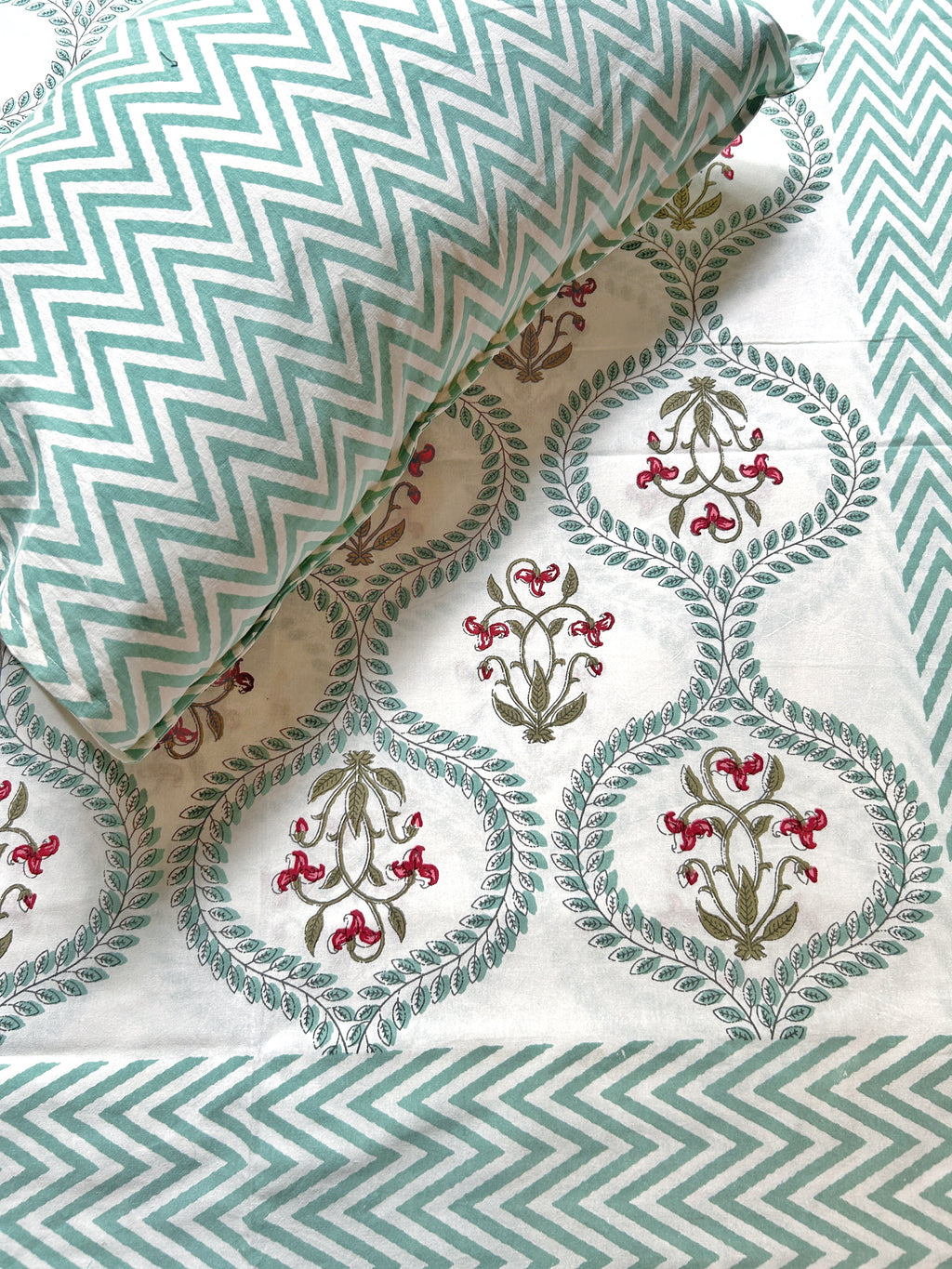 Baagh Double Bedsheet - Green