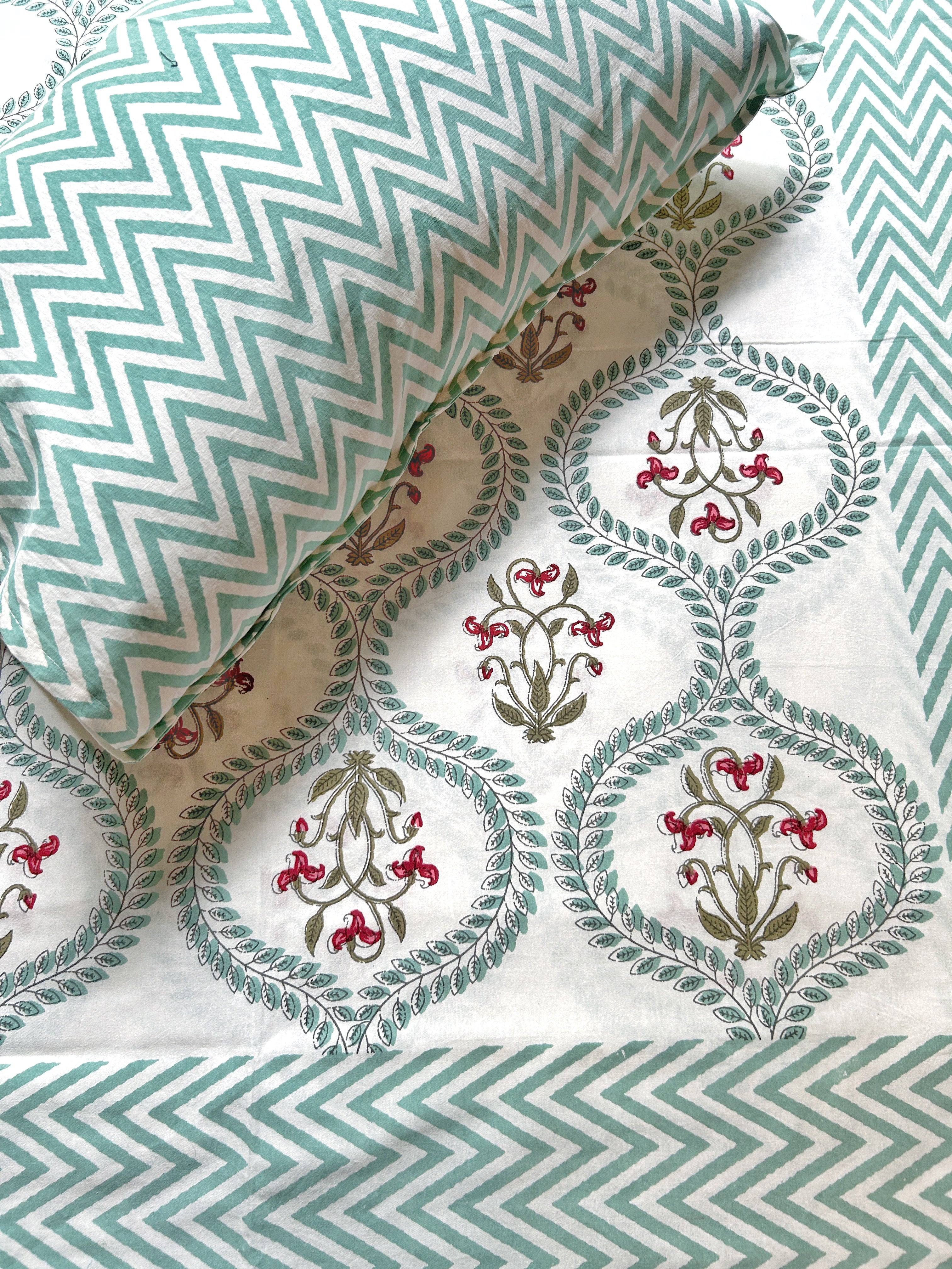 Baagh Double Bedsheet - Green