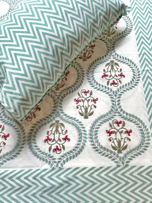 Baagh Double Bedsheet - Green
