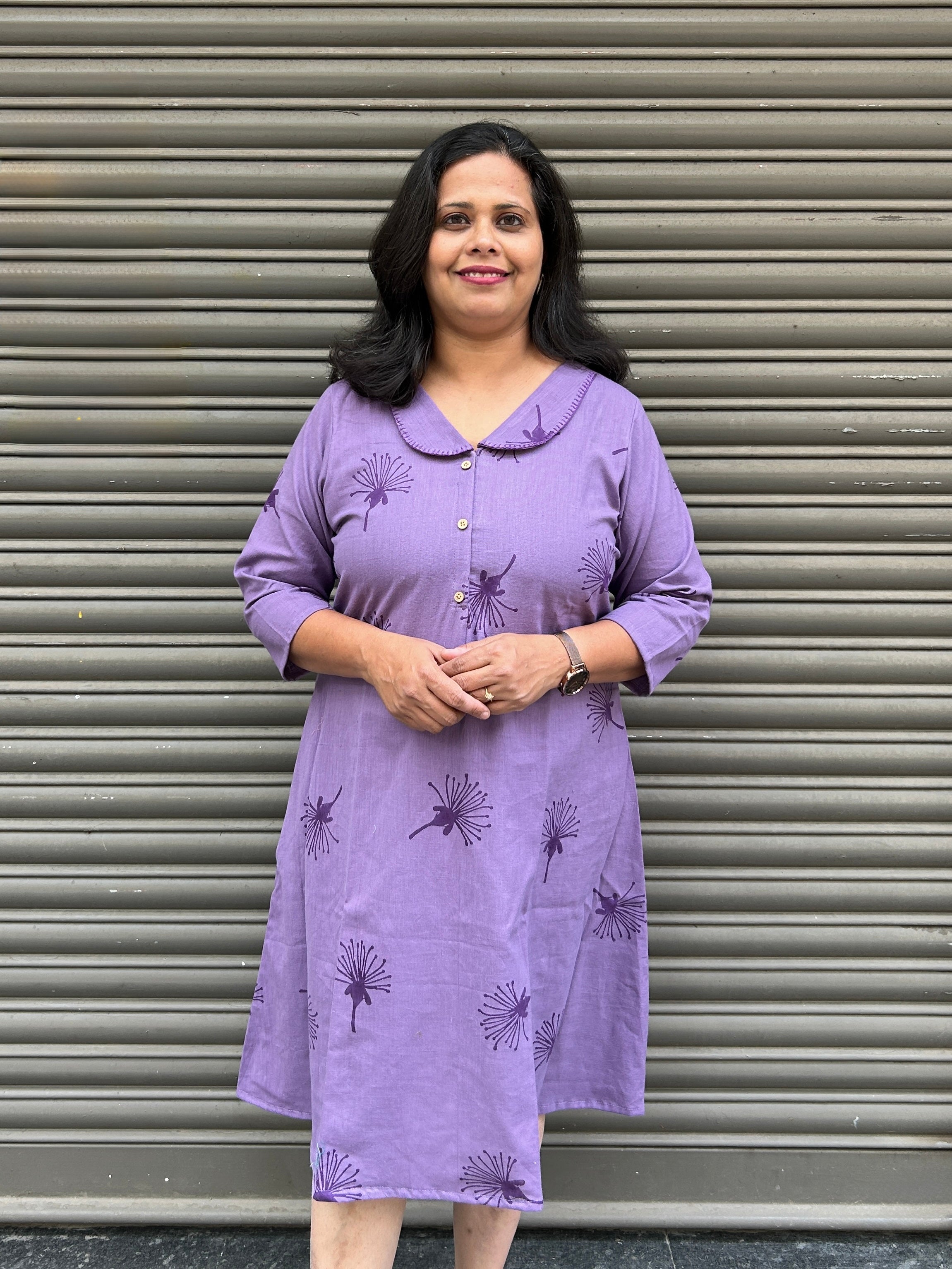 BAHAAR - Organic Cotton Woman's Dress - Purple