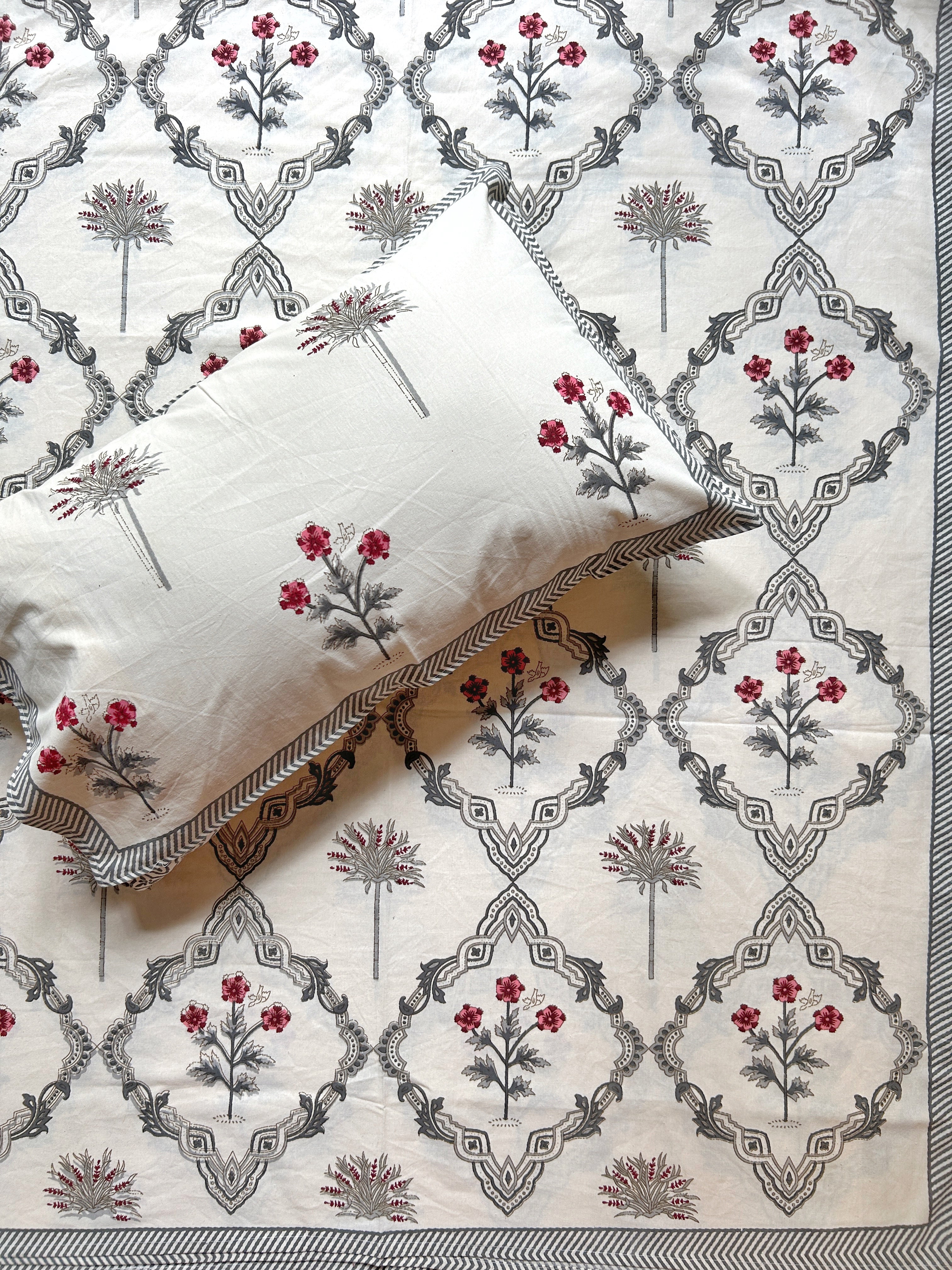 Baagh Double Bedsheet - Grey
