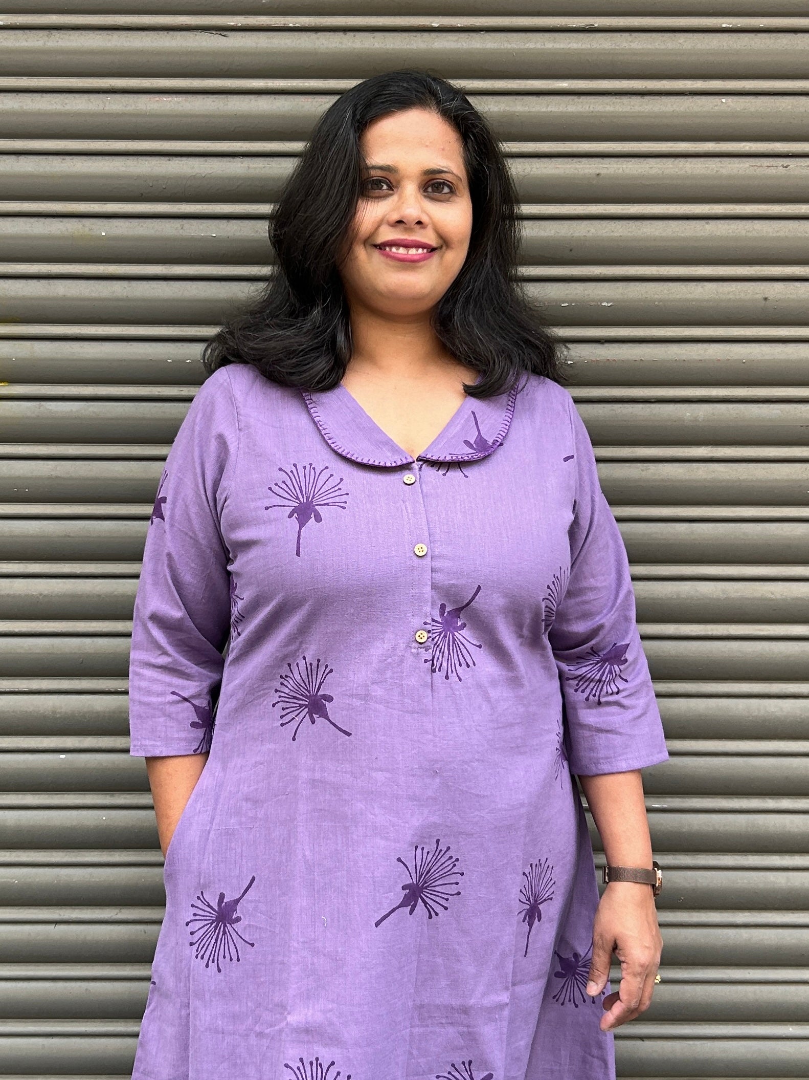 BAHAAR - Organic Cotton Woman's Dress - Purple