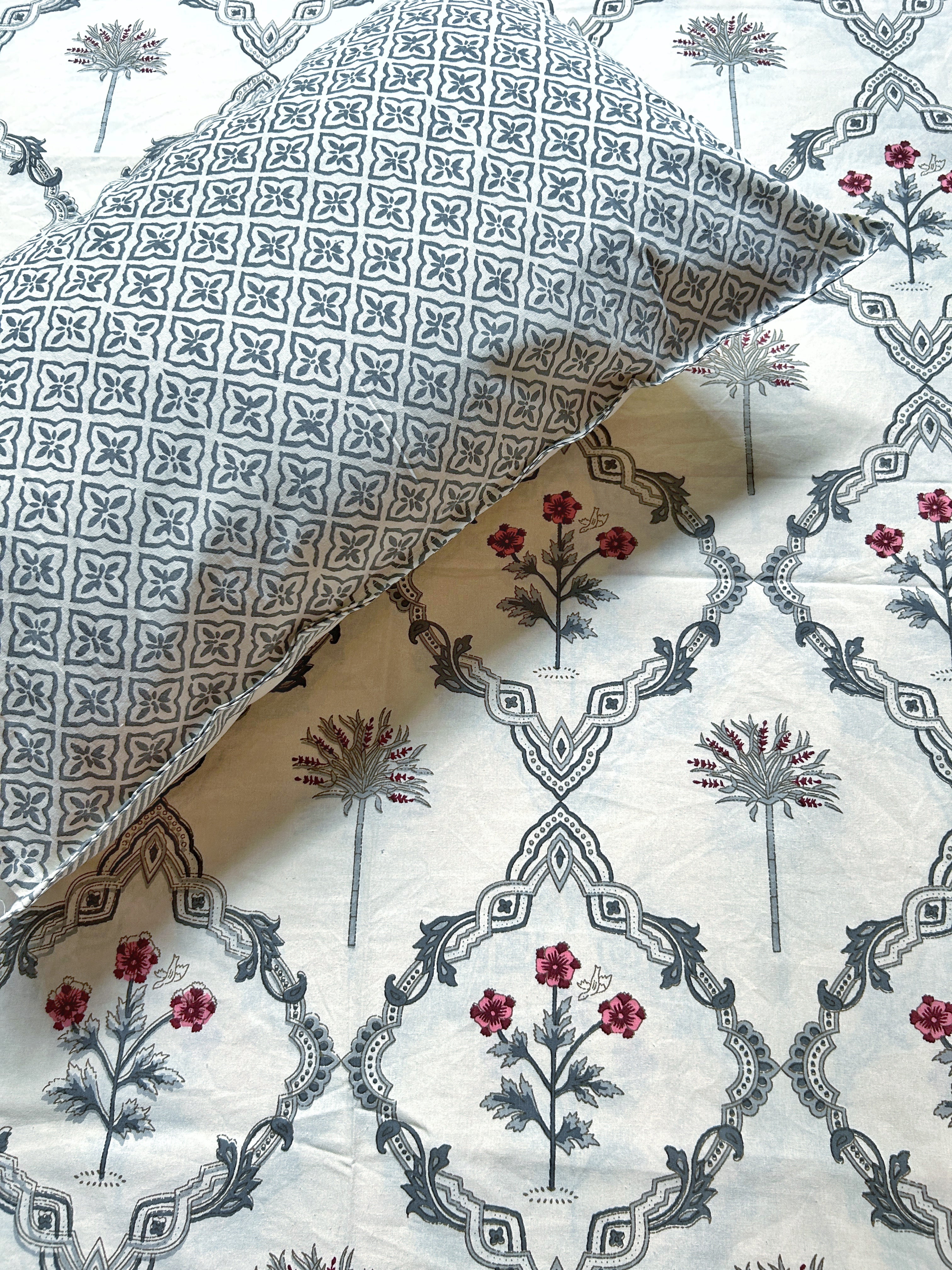 Baagh Double Bedsheet - Grey