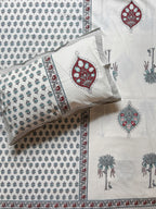 Baagh Superking Bedsheet - Maroon & Green