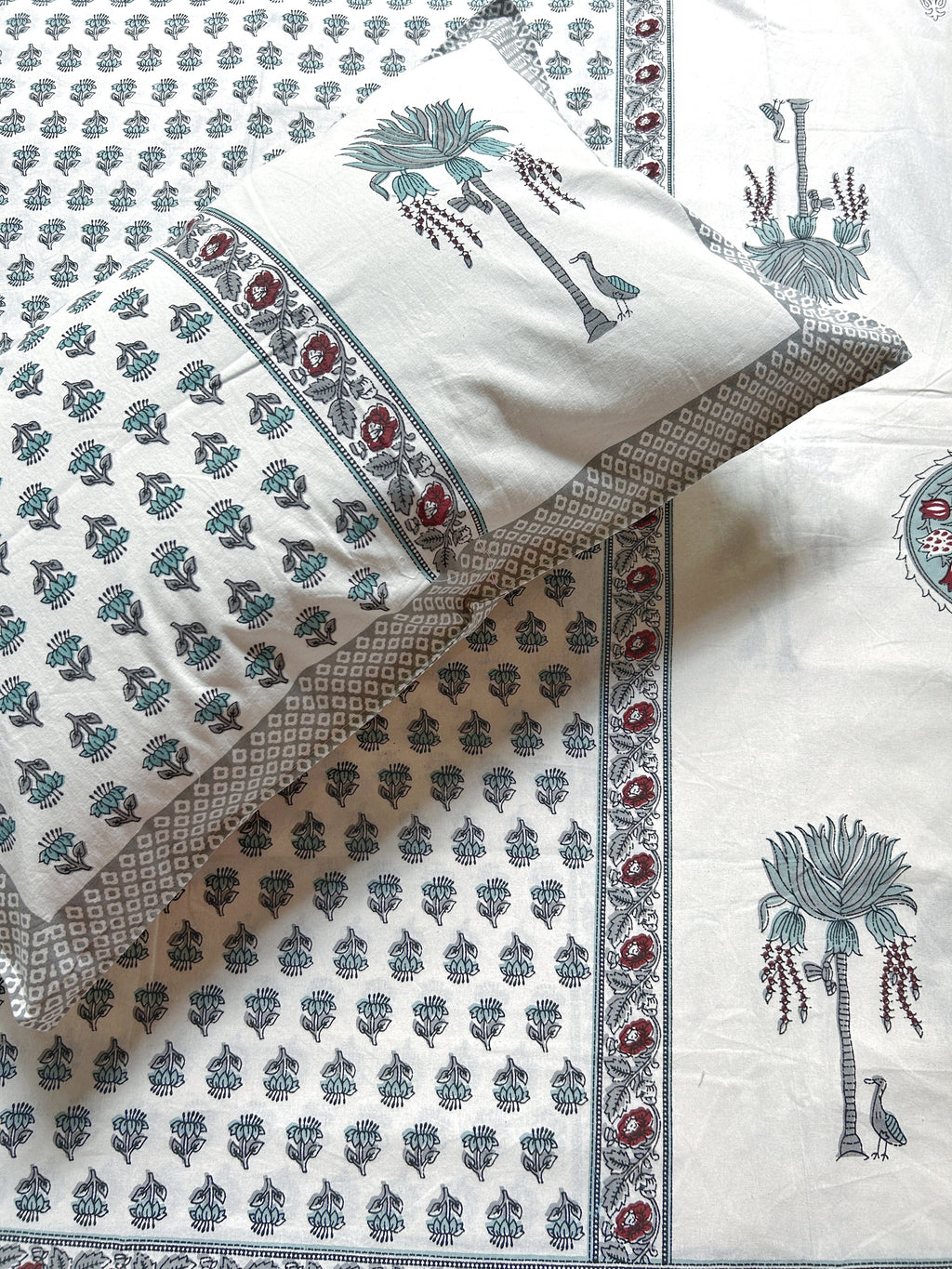 Baagh Superking Bedsheet - Maroon & Green