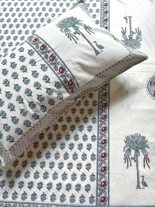 Baagh Superking Bedsheet - Maroon & Green
