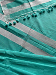 Cotton Linen Saree - Teal