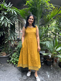 Cotton A-Line Dress - Mustard Yellow