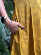 Cotton A-Line Dress - Mustard Yellow
